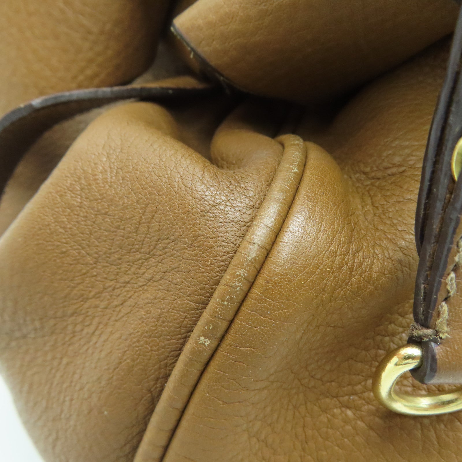 Miu Miu Cowhide Leather 2Way Shoulder Gold Buckle Handle Shoulder Bag Brown