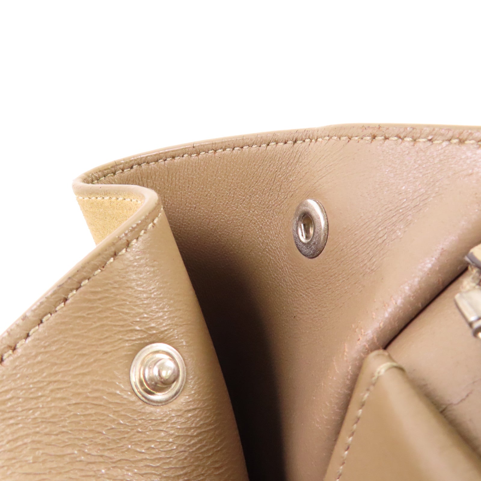 CELINE 牛皮皮革Trapeze 2Way Shoulder Bag金扣手挽肩背兩用袋杏色