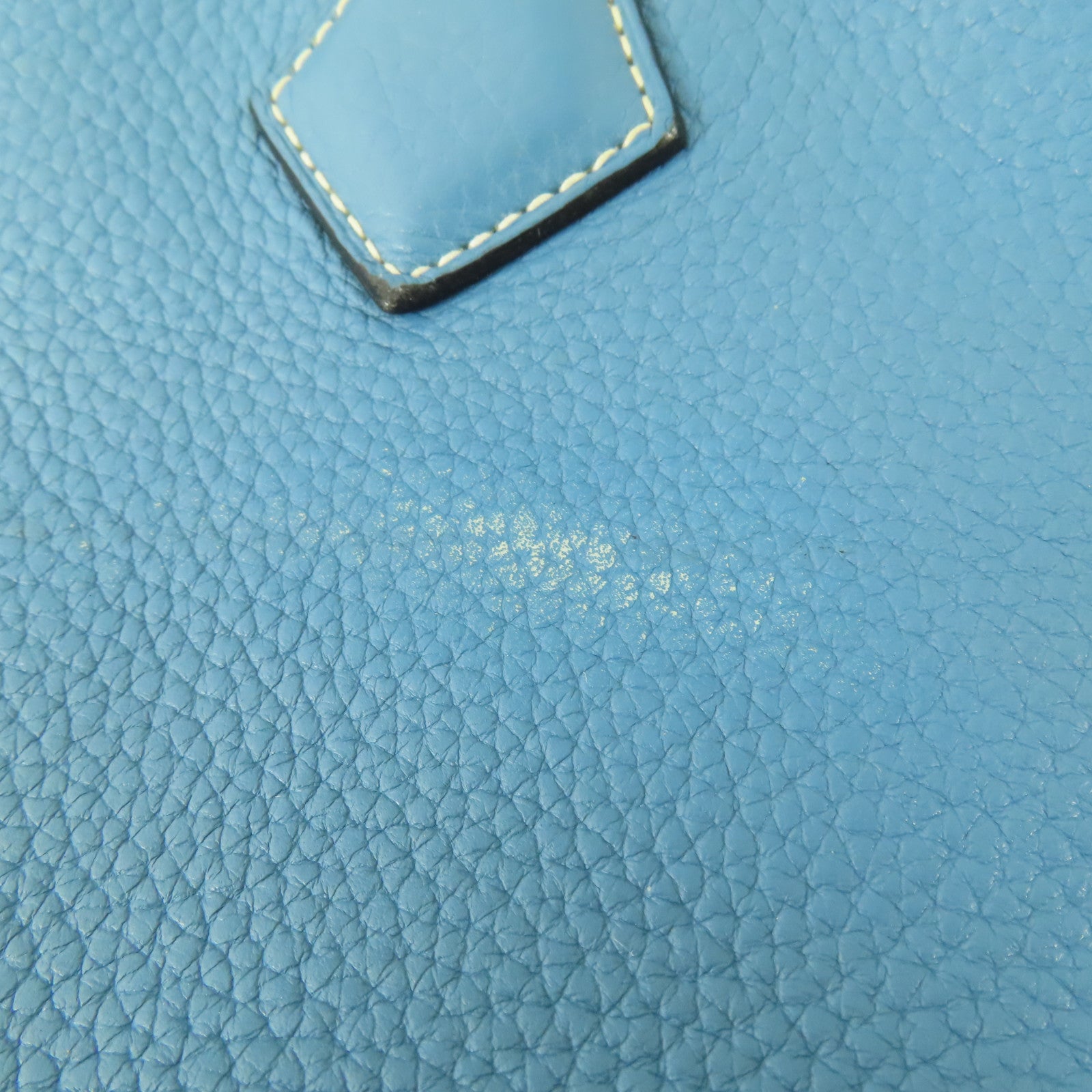 HERMES Clemence皮革Victoria銀扣肩背袋Bleu Jean