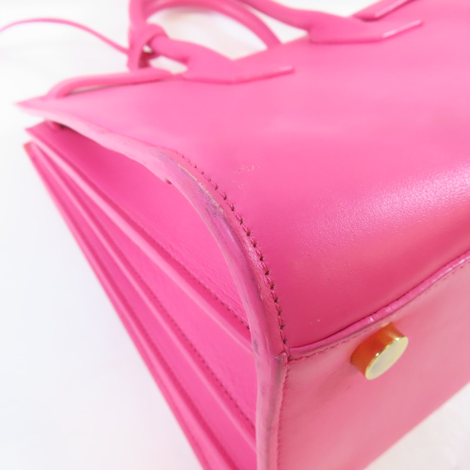 SAINT LAURENT 牛皮皮革Sac de Jour金扣手挽肩背兩用袋粉紅色