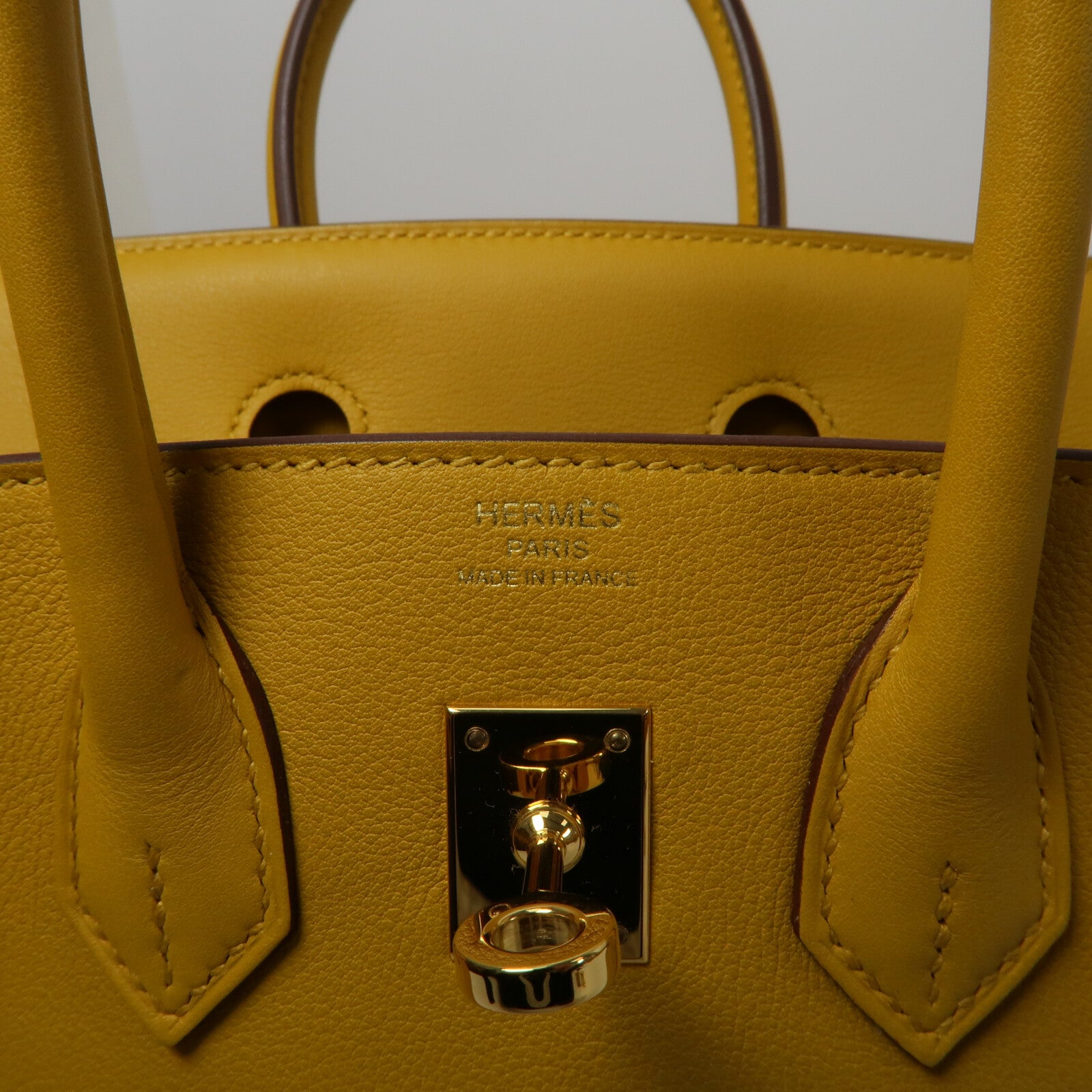 HERMES Swift皮革Birkin 25手挽袋Jaune Amber