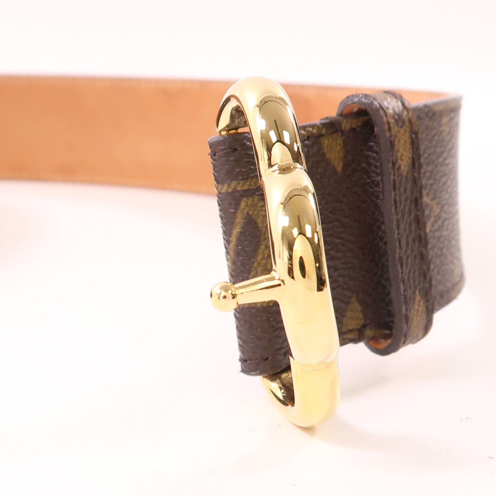 LOUIS VUITTON Monogram Ceinture Fleur金扣皮帶