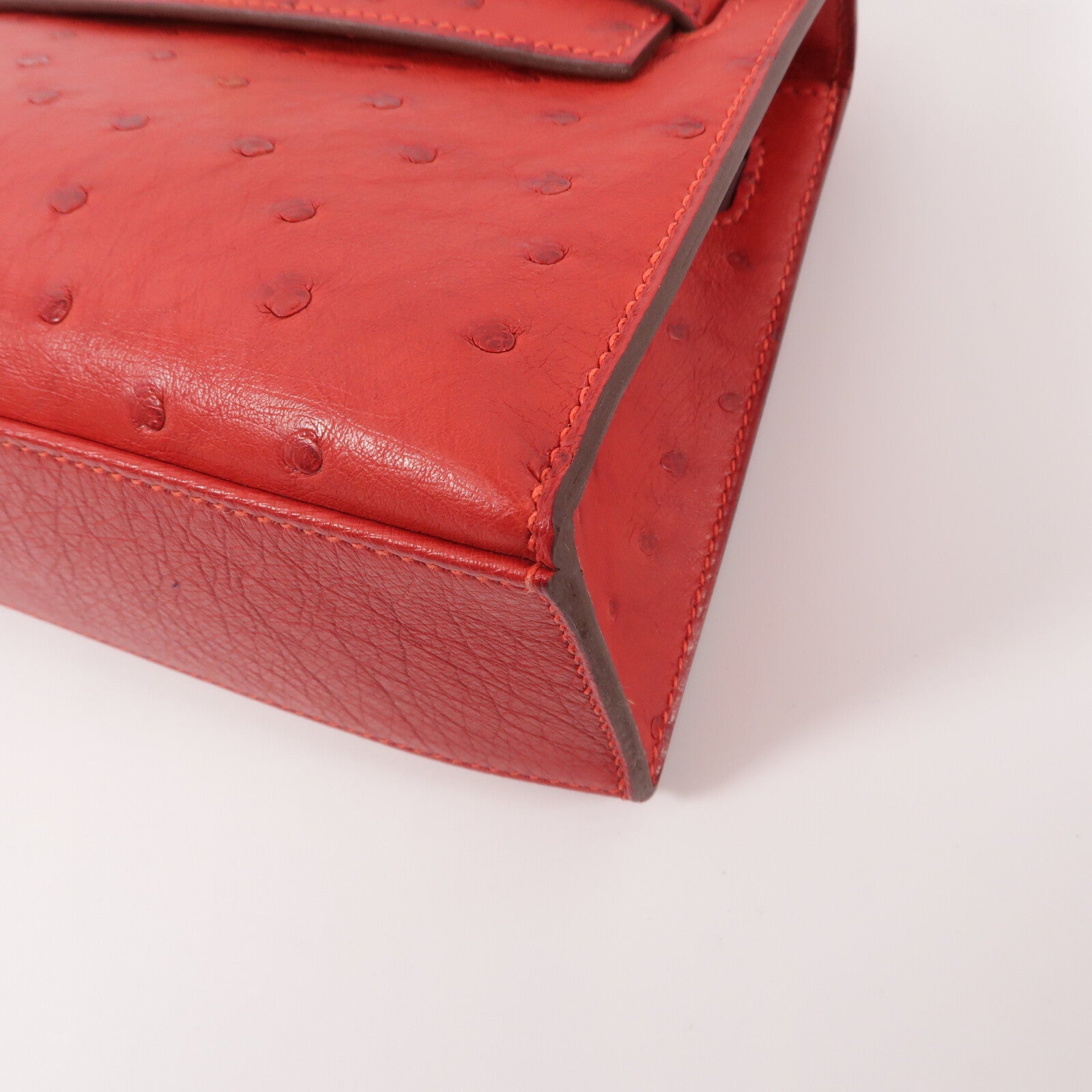 HERMES 鴕鳥皮革Kelly Pochette手挽袋Rouge Vif