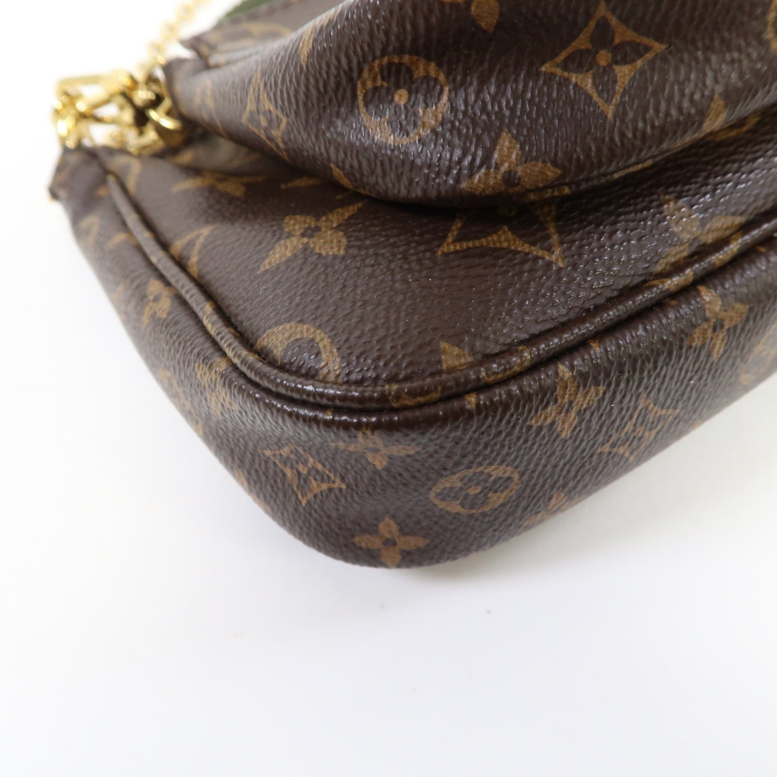LOUIS VUITTON Monogram Multi Pochette Accessoires金扣手挽肩背兩用袋啡色/綠色