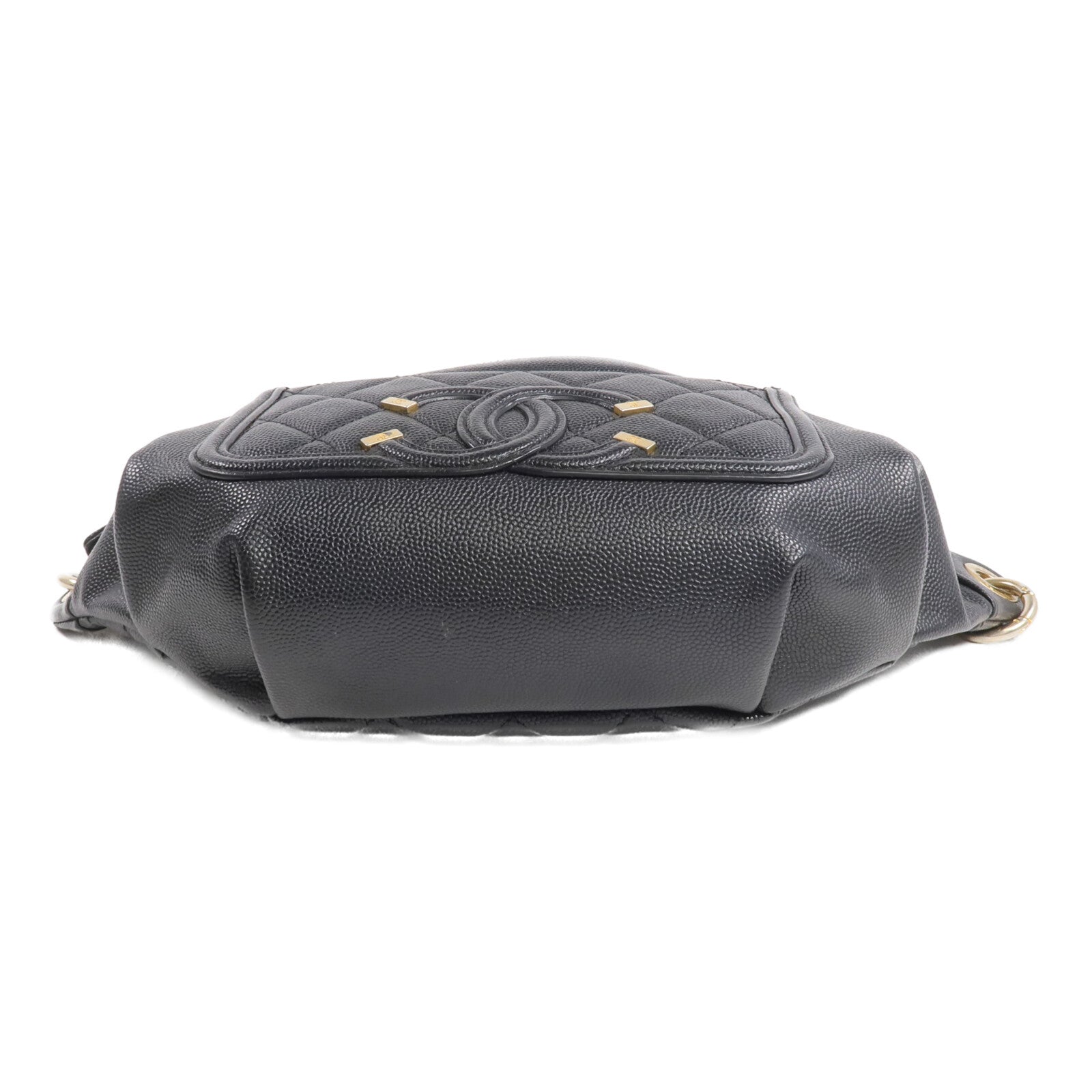 CHANEL 牛皮皮革Filigree Waist Bag金扣腰包