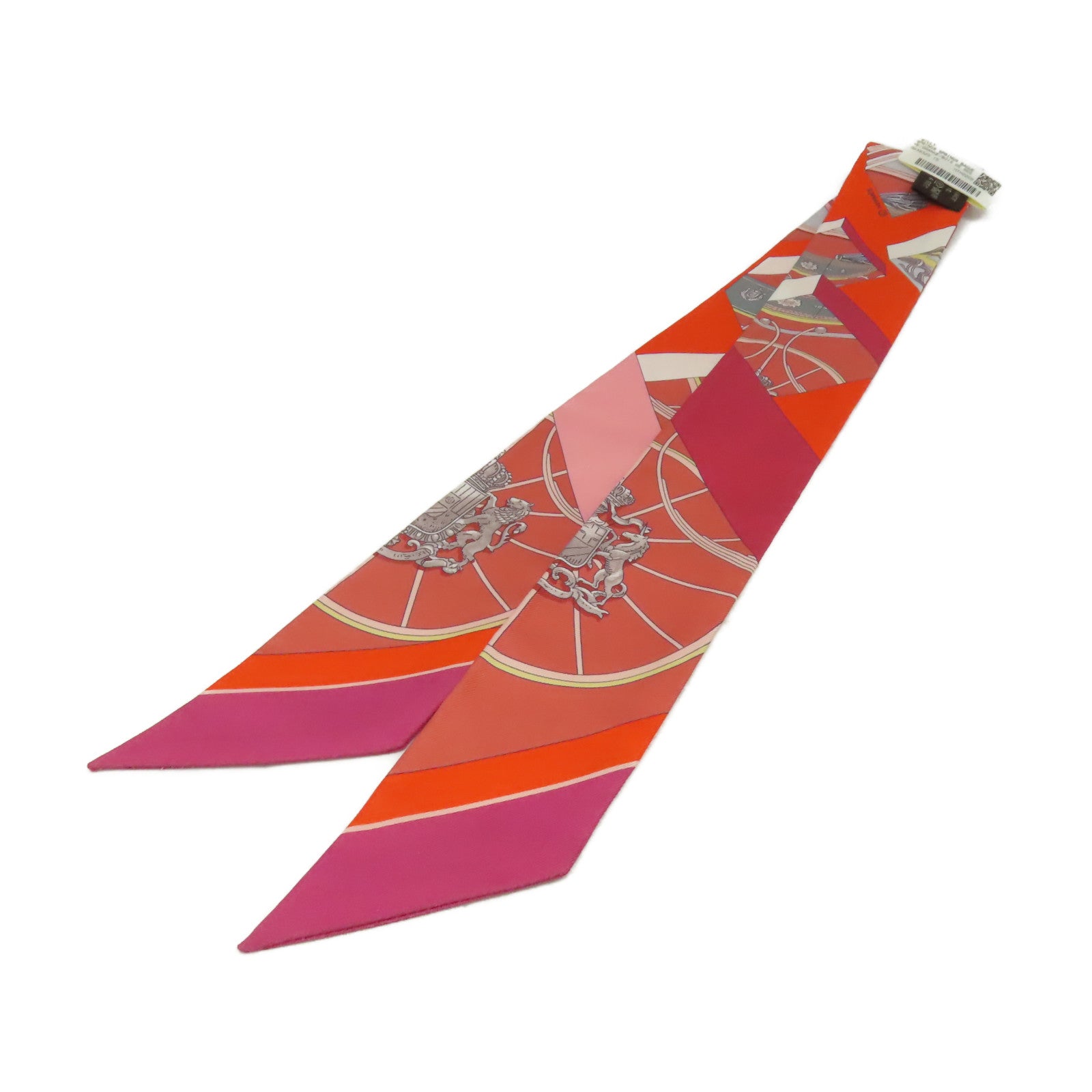HERMES 【激減優惠】絲質Twilly Scarf絲巾橙色/白色/彩色