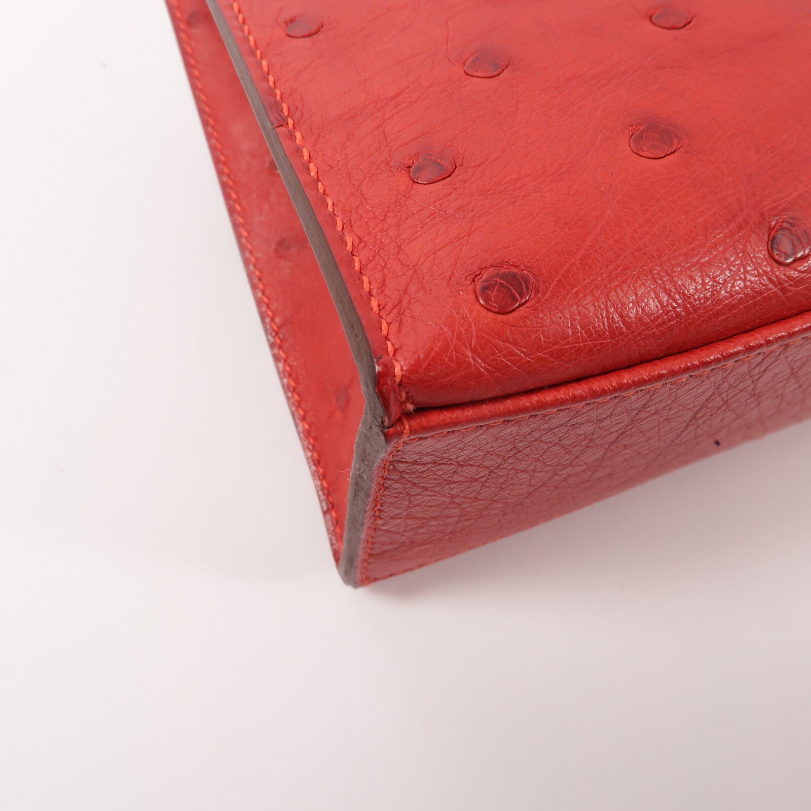 HERMES 鴕鳥皮革Kelly Pochette手挽袋Rouge Vif