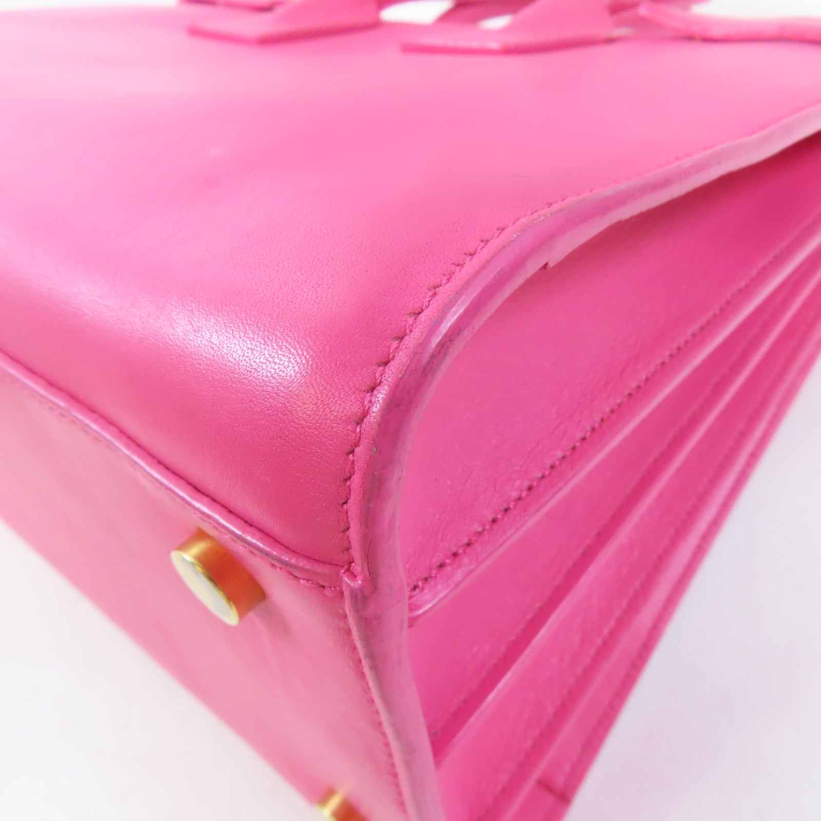 SAINT LAURENT 牛皮皮革Sac de Jour金扣手挽肩背兩用袋粉紅色
