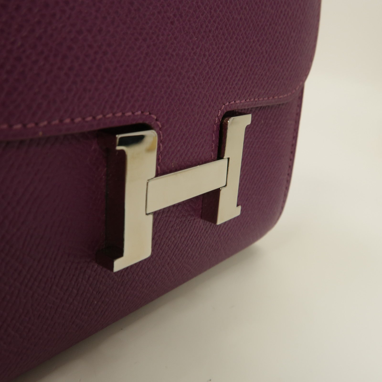 HERMES Epsom皮革Constance Wallet銀扣錢包Anemone/海葵紫色