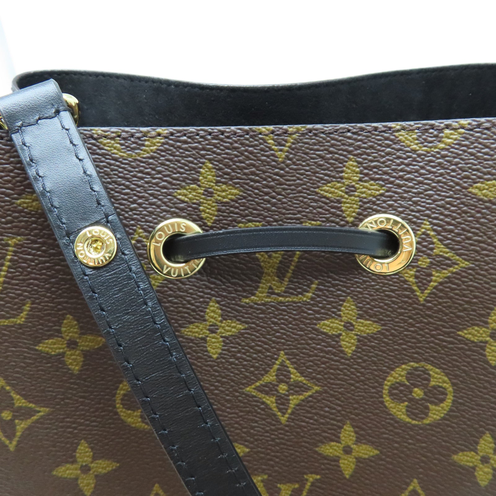 LOUIS VUITTON Monogram Neo Noe MM金扣肩背袋啡色/黑色