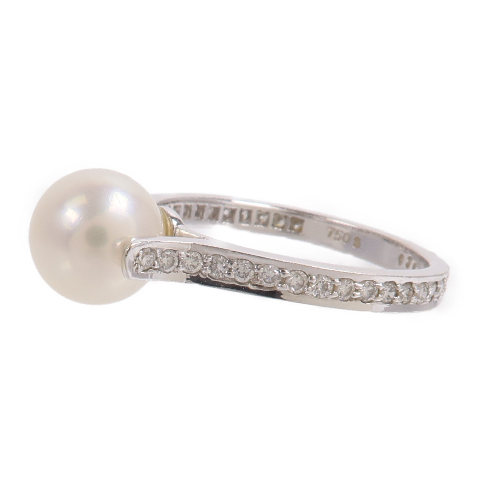 JEWELRY 18K白金Pearl Diamond Ring珍珠鑽石戒指