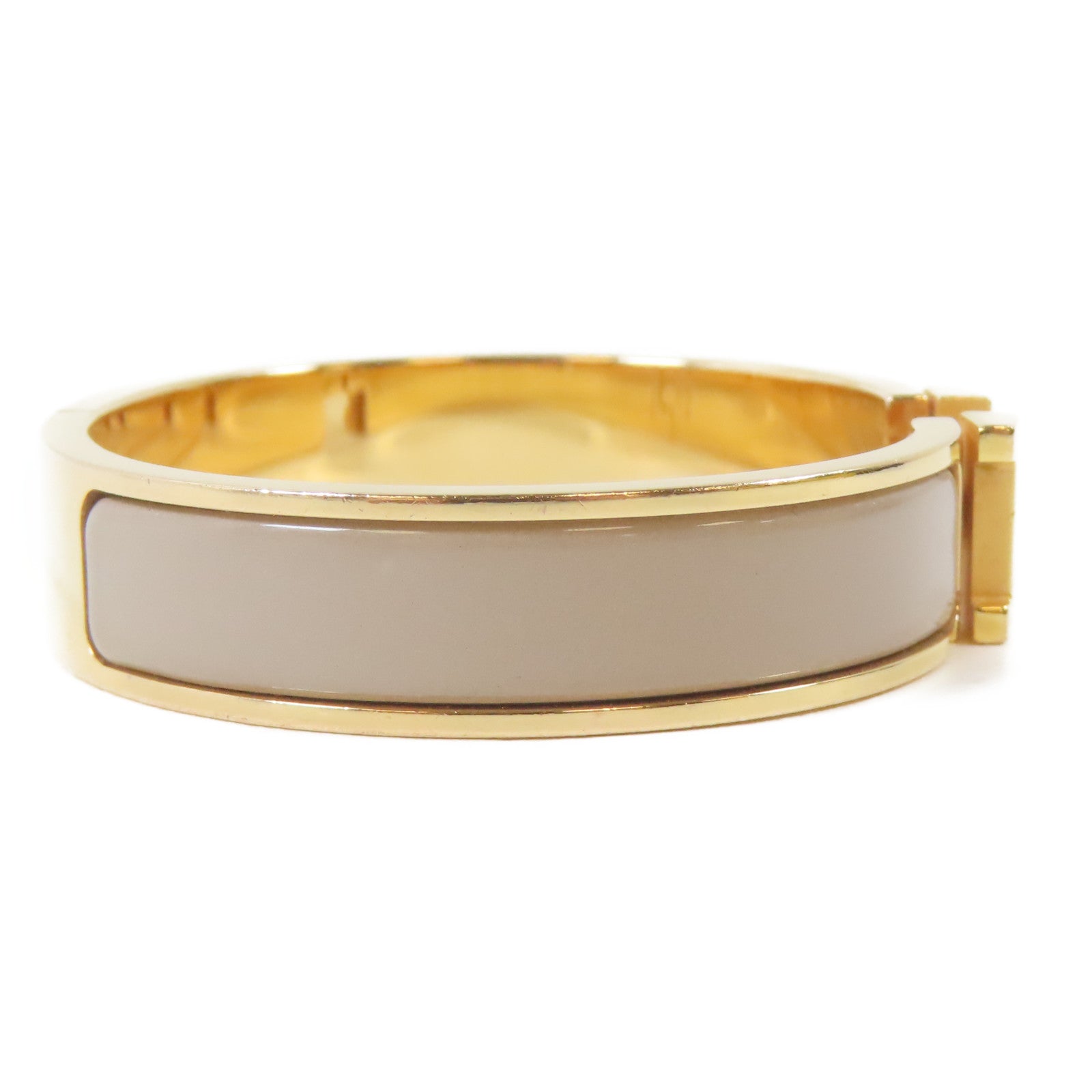 HERMES 金屬Clic H Bracelet手鐲金色/米色
