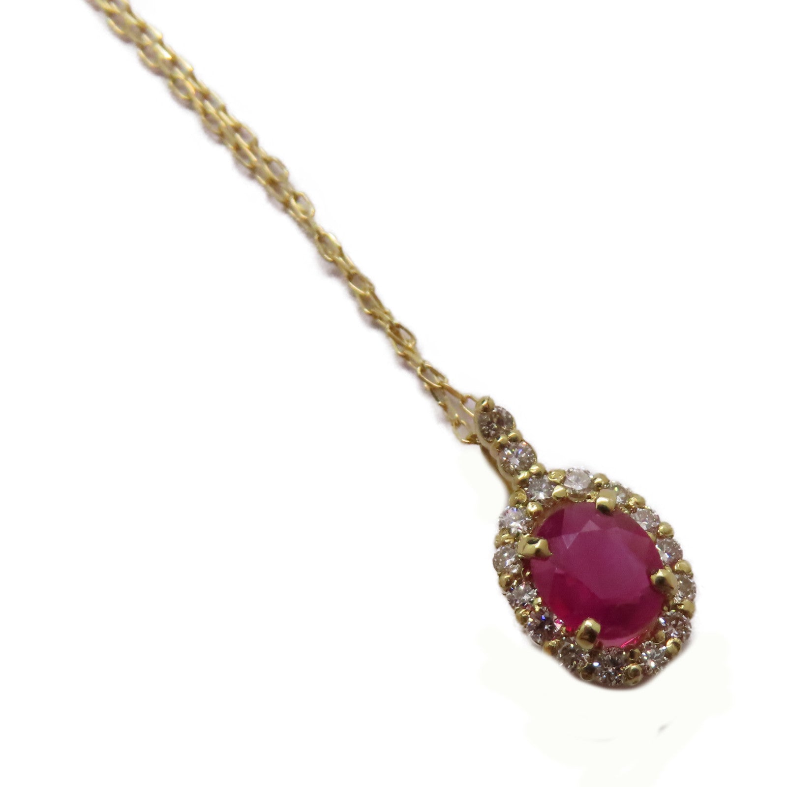 JEWELRY 18K黃金Ruby Diamond Necklace 0.41ct紅寶石/0.15ct鑽石項鍊