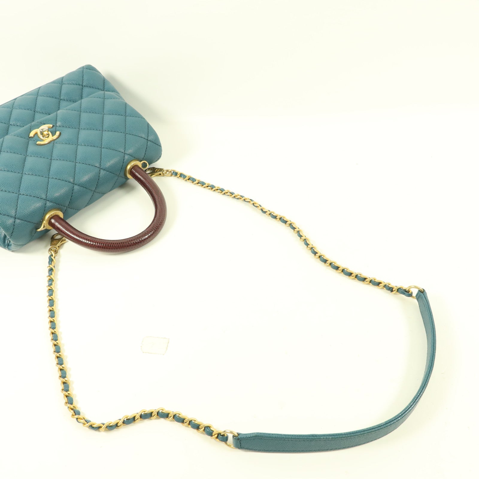 CHANEL 牛皮皮革Coco Handle Small金扣手挽肩背兩用袋