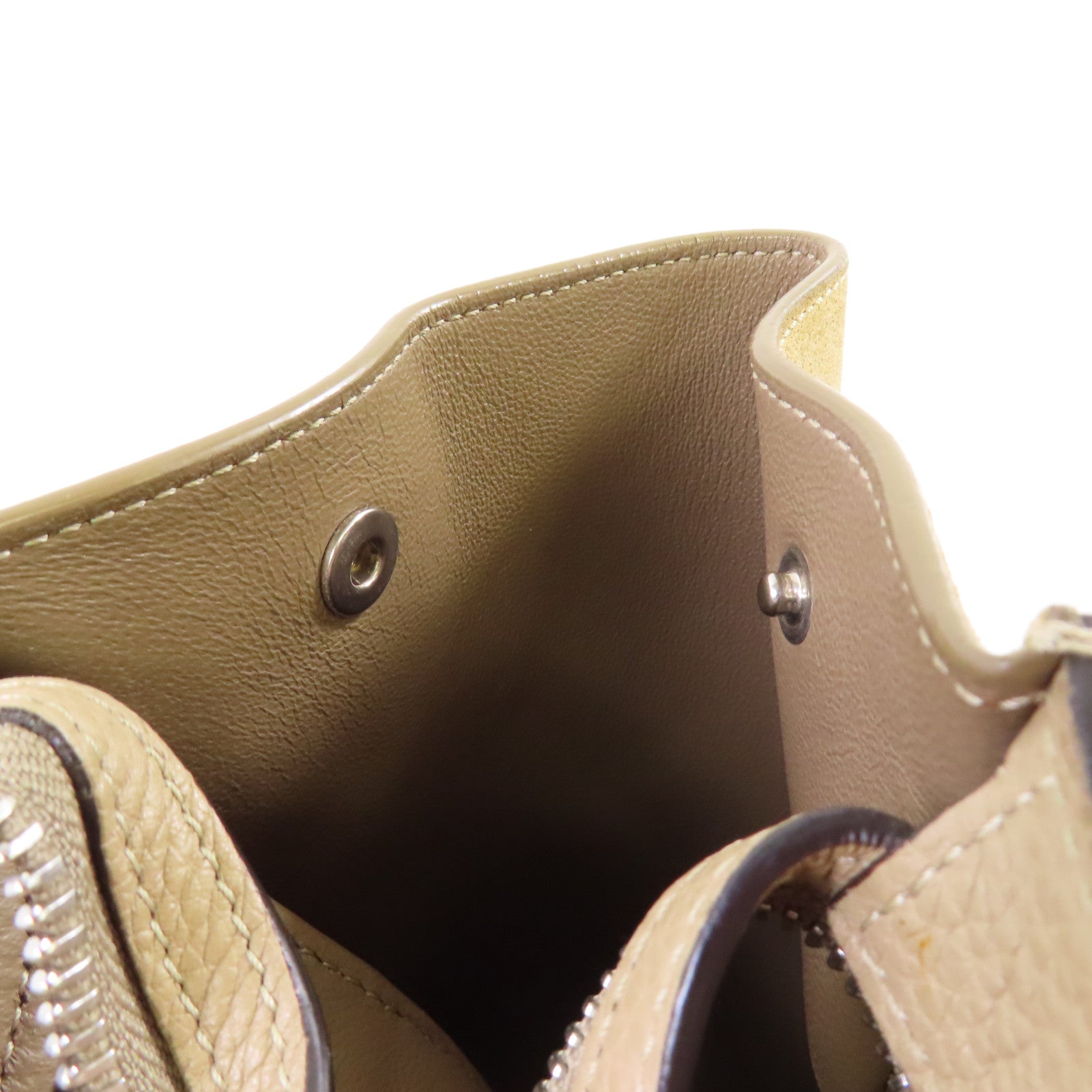 CELINE 牛皮皮革Trapeze 2Way Shoulder Bag金扣手挽肩背兩用袋杏色
