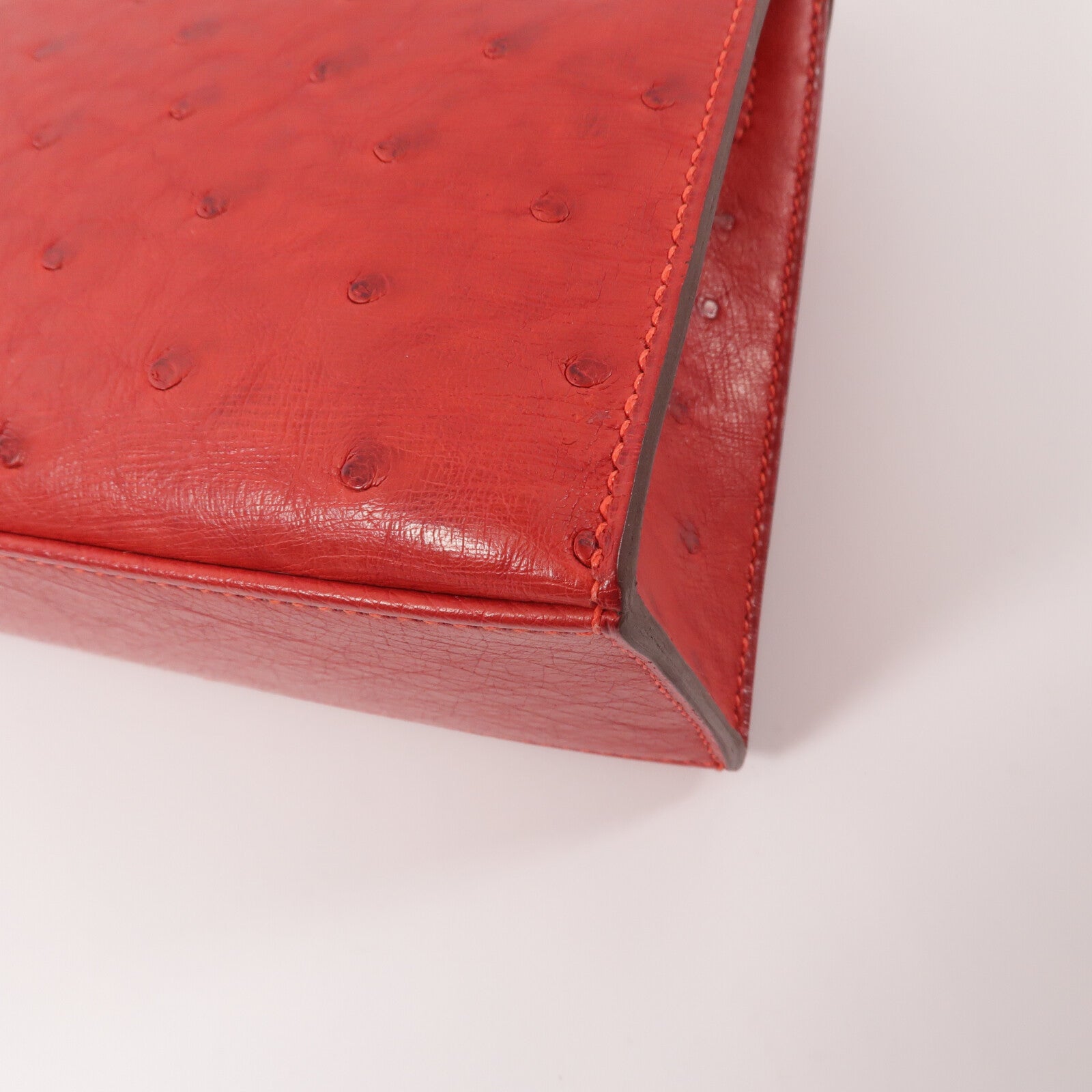 HERMES 鴕鳥皮革Kelly Pochette手挽袋Rouge Vif