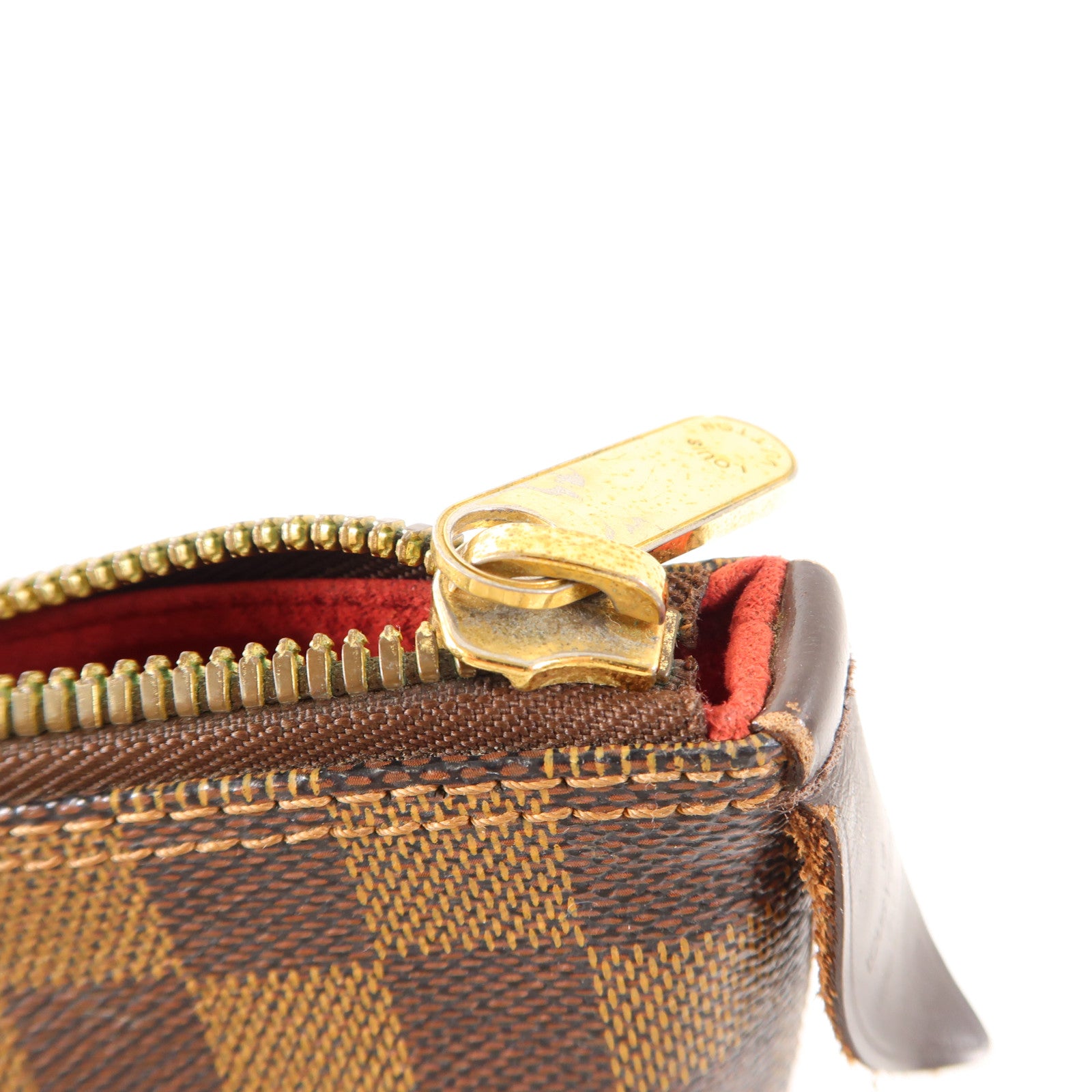 LOUIS VUITTON Damier Saleya MM金扣肩背袋棕色