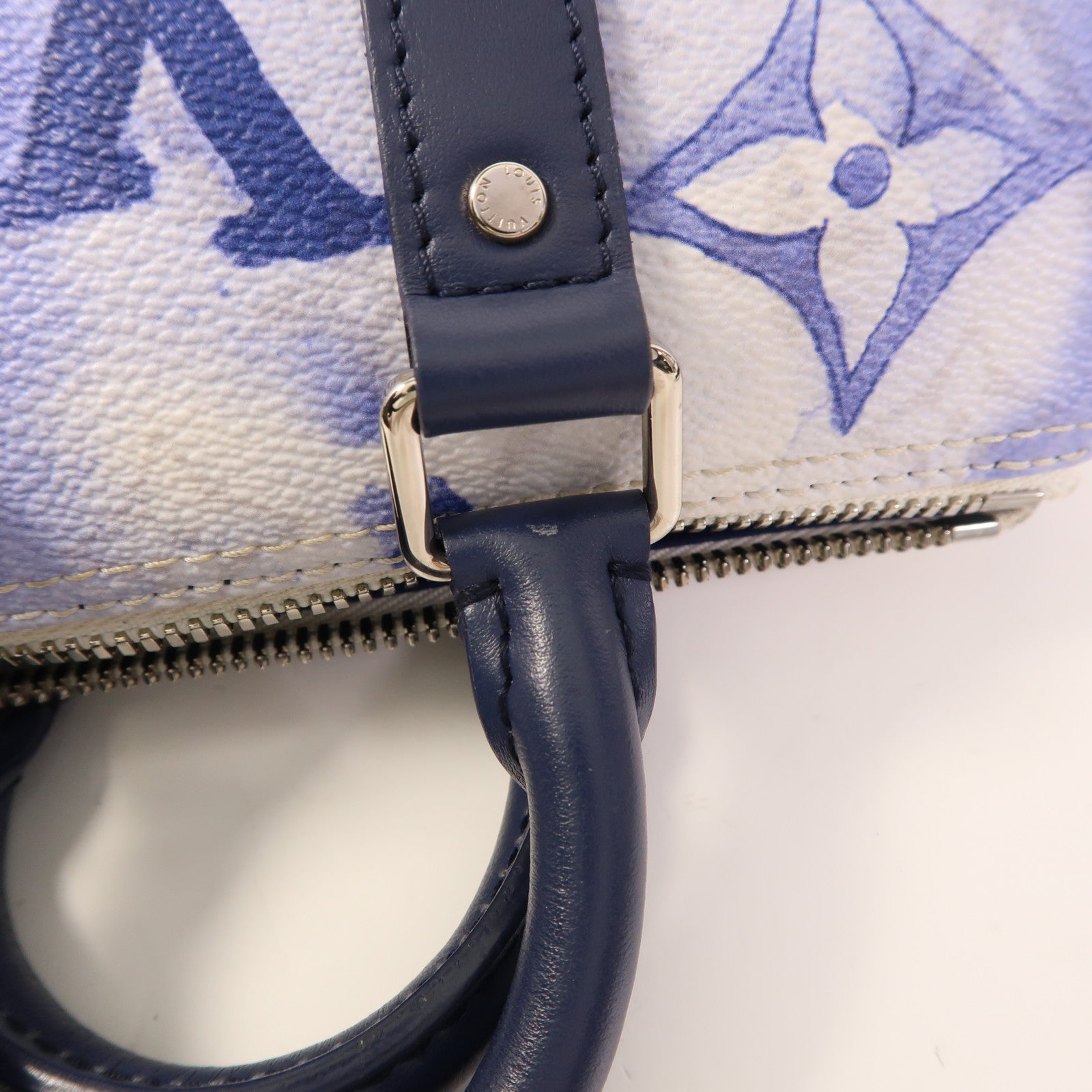LOUIS VUITTON 【激減優惠】Watercolor Monogram Keepall XS銀扣手挽肩背兩用袋白色/藍色
