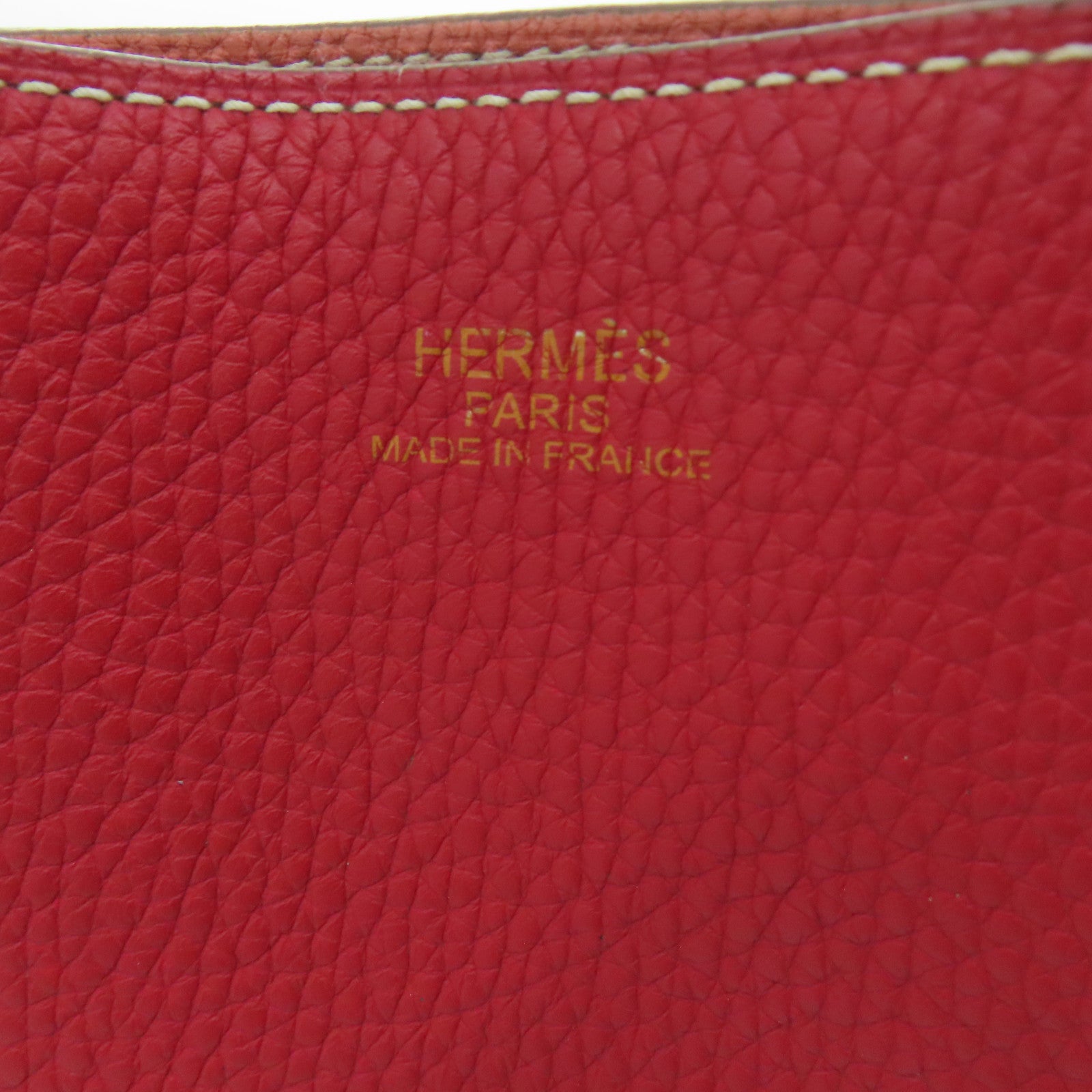 HERMES 【激減優惠精選】Clemence皮革Double Sens肩背袋Rouge Piment/Crevette紅色/淺橙色