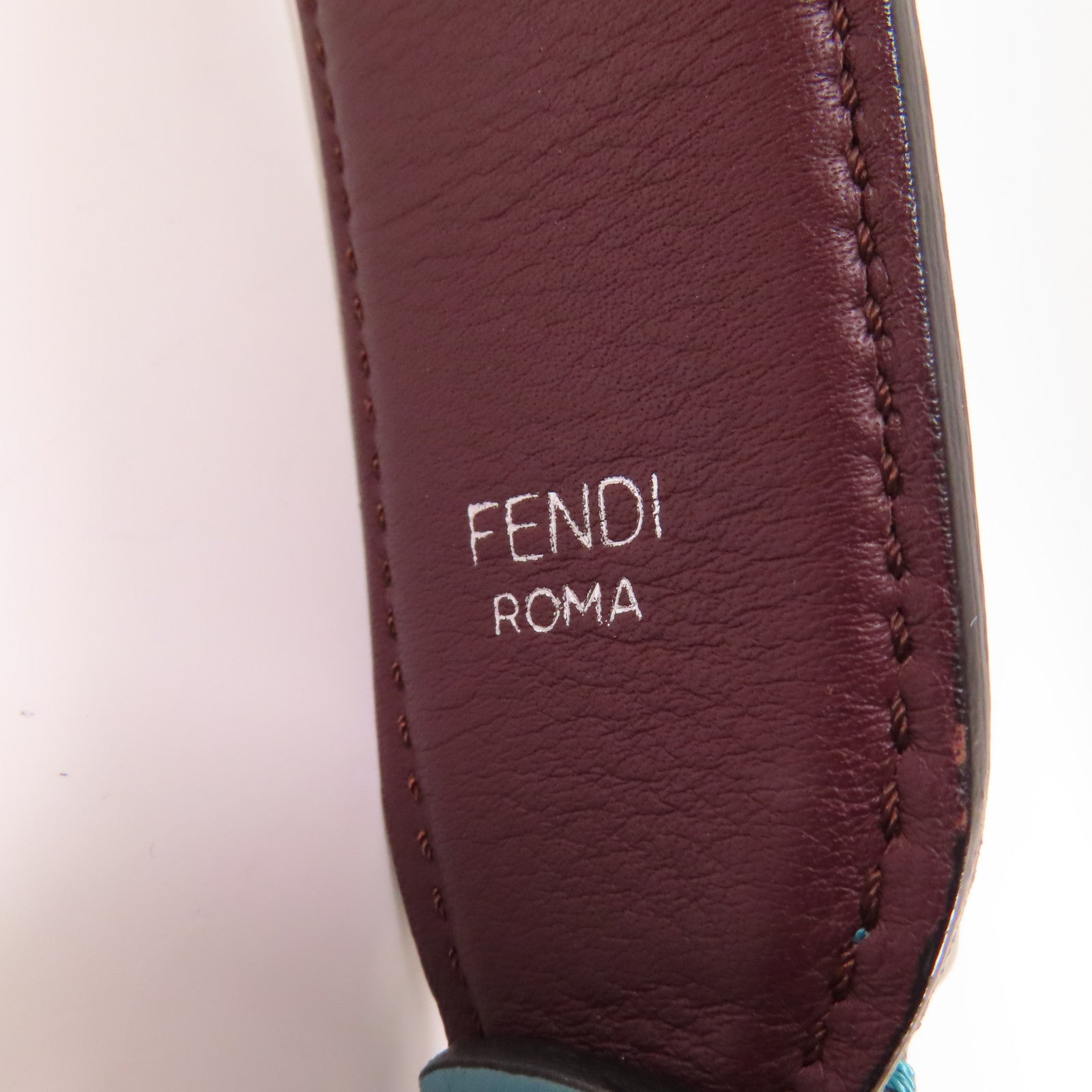 FENDI 【激減優惠】皮革Shoulder Strap銀扣肩帶綠松石色/棕褐色/橙色
