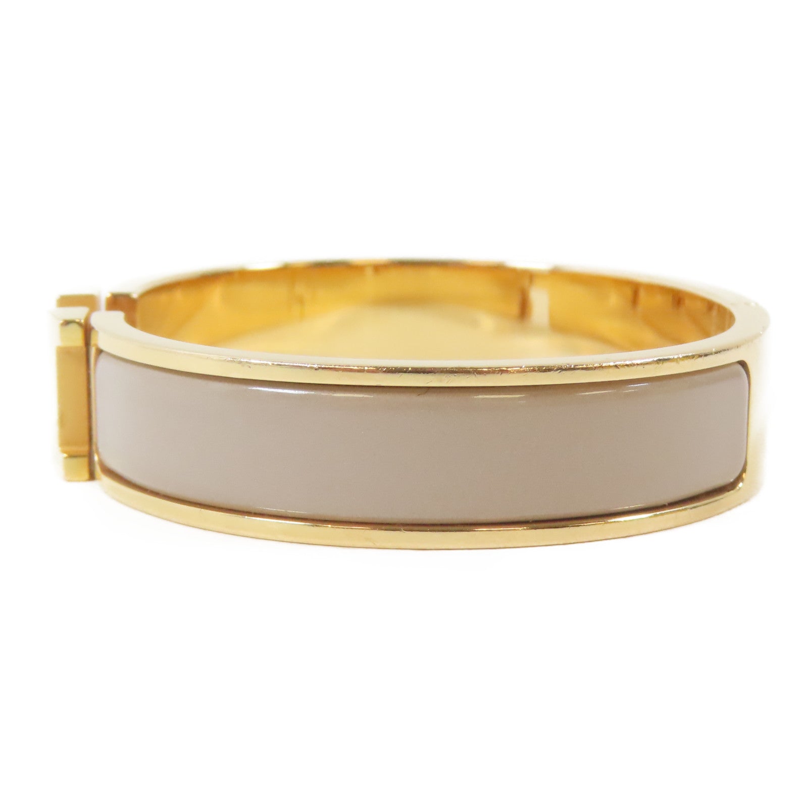 HERMES 金屬Clic H Bracelet手鐲金色/米色