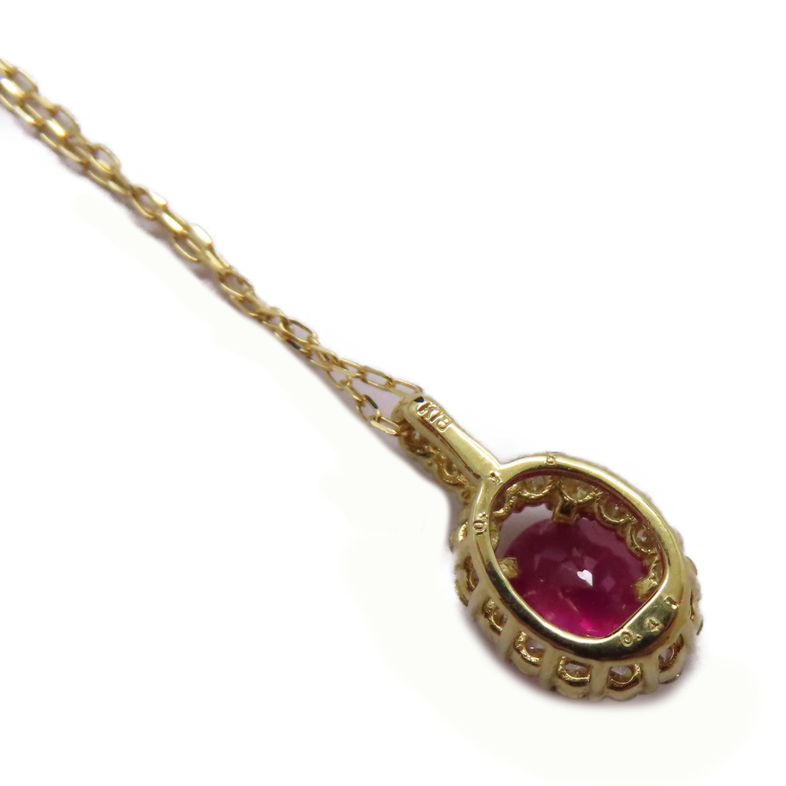 JEWELRY 18K黃金Ruby Diamond Necklace 0.41ct紅寶石/0.15ct鑽石項鍊