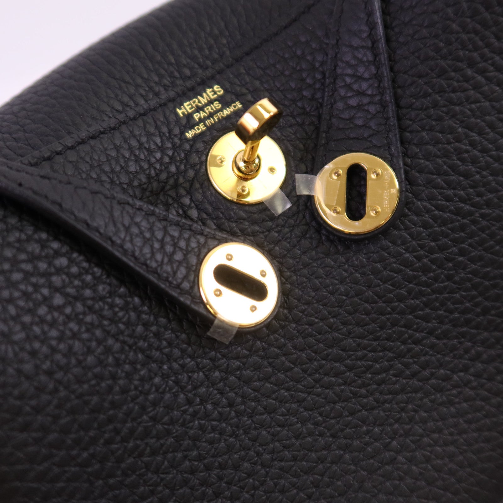 HERMES Clemence皮革Mini Lindy金扣肩背袋Noir