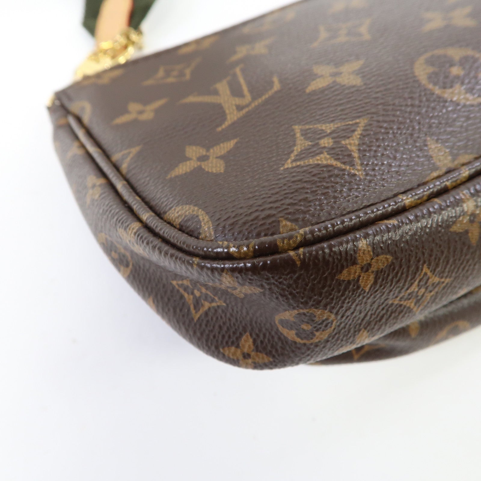 LOUIS VUITTON Monogram Multi Pochette Accessoires金扣手挽肩背兩用袋啡色/綠色