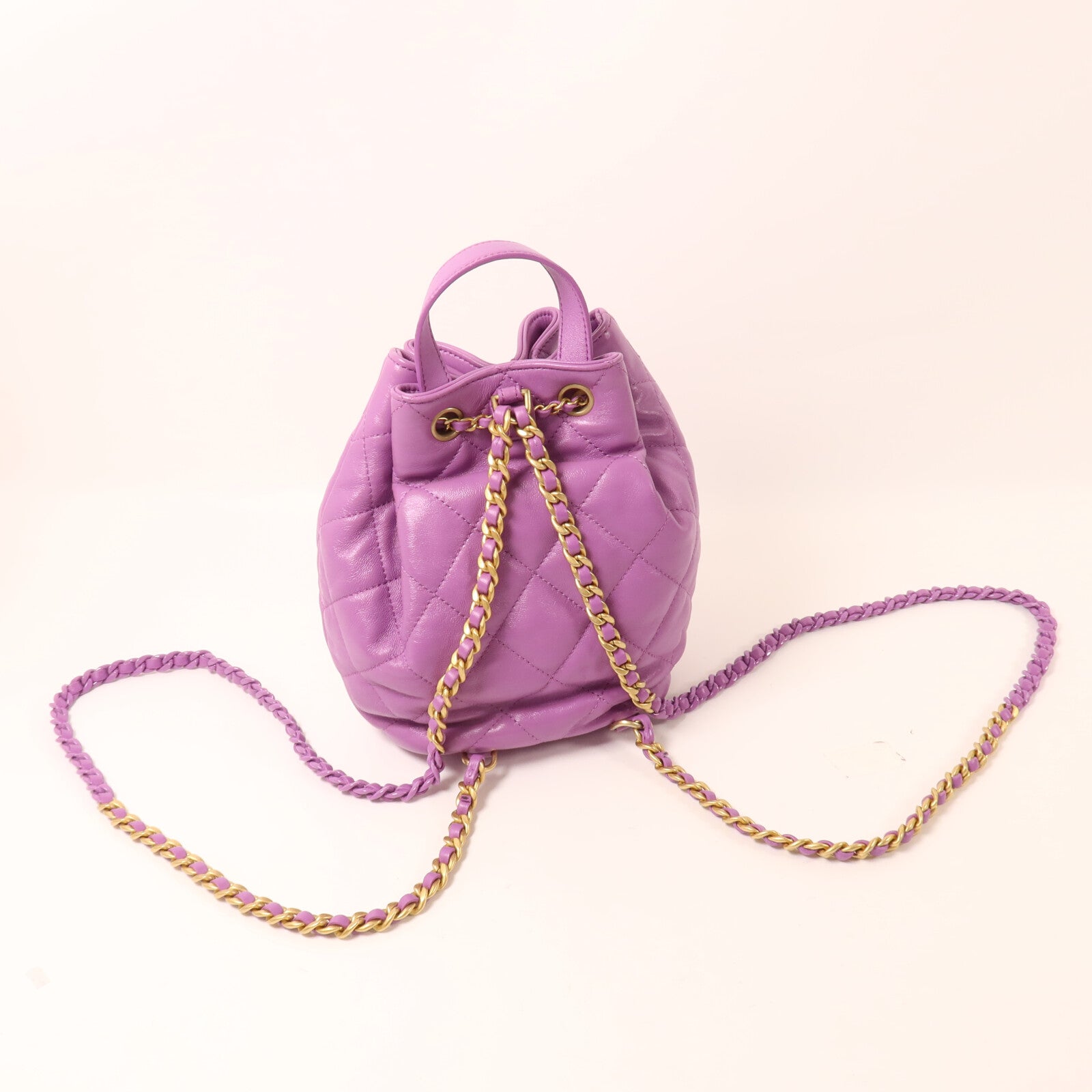 CHANEL 羊皮皮革Bucket Backpack鏈帶背包
