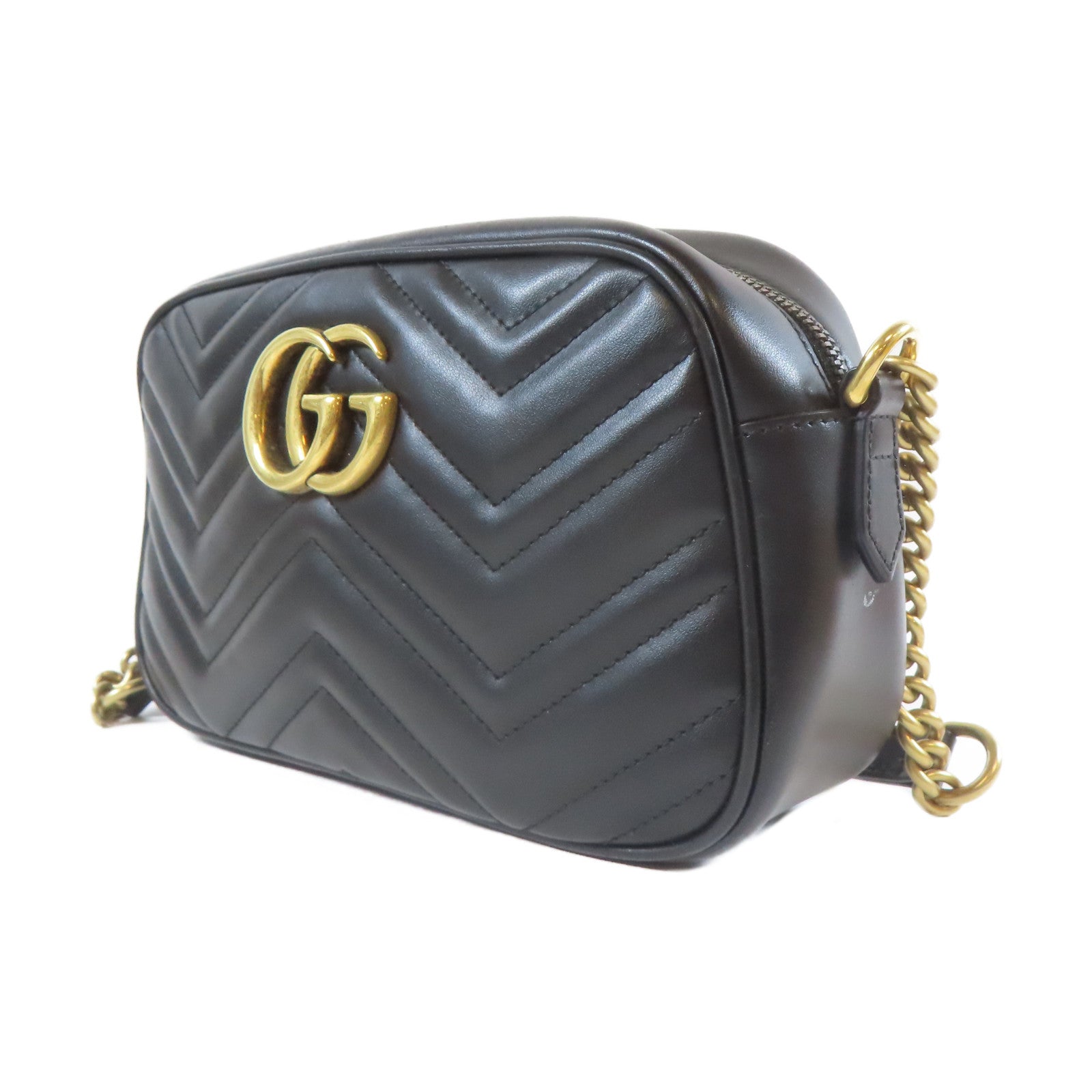 GUCCI 牛皮皮革GG Marmont金扣肩背袋黑色