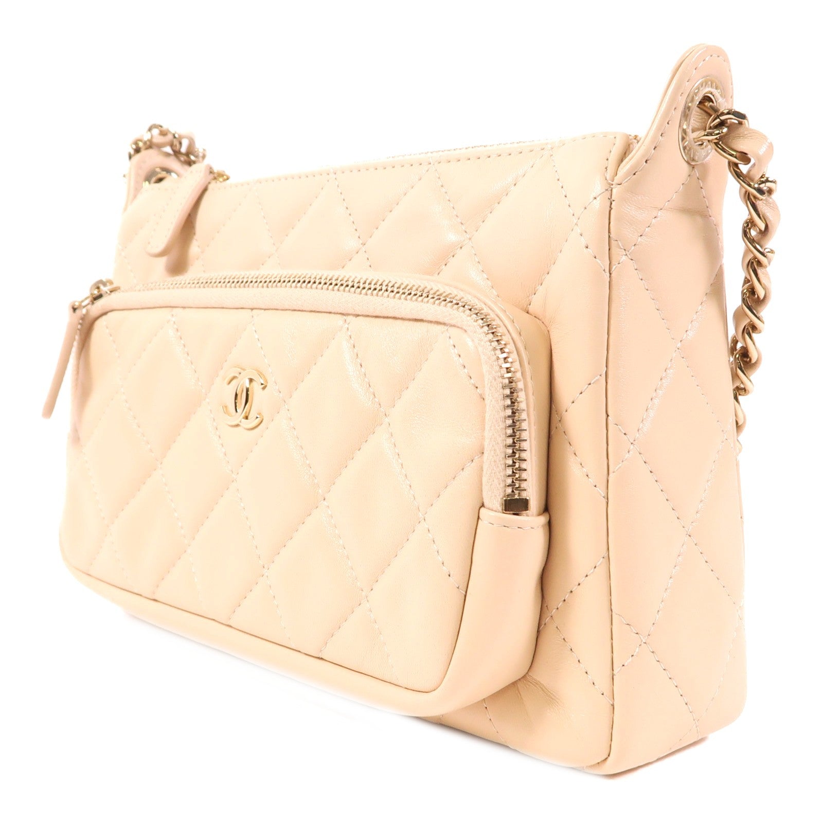 CHANEL 羊皮皮革Clutch With Chain金扣鏈帶肩背袋