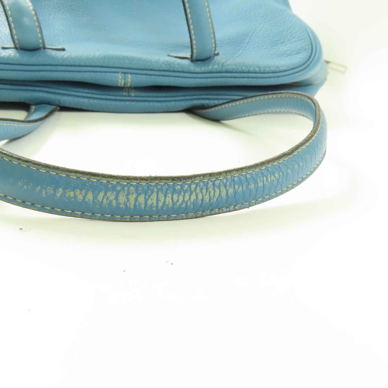 HERMES Clemence皮革Victoria銀扣肩背袋Bleu Jean