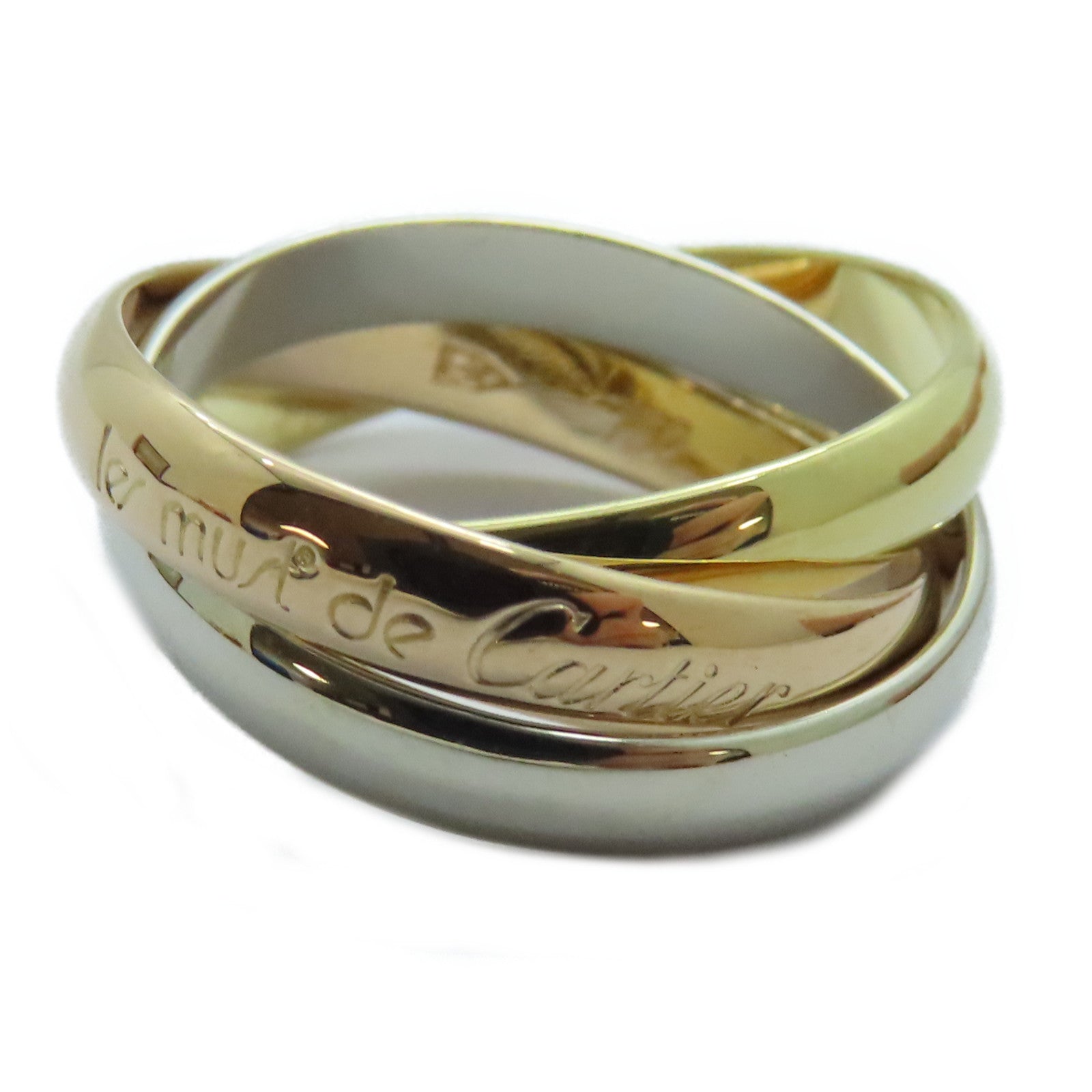 CARTIER 18K黃金/白金/玫瑰金Trinity Ring戒指Cartier#53 US#6.75