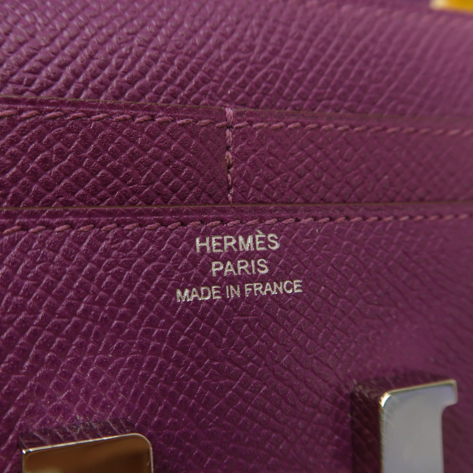 HERMES Epsom皮革Constance Wallet銀扣錢包Anemone/海葵紫色
