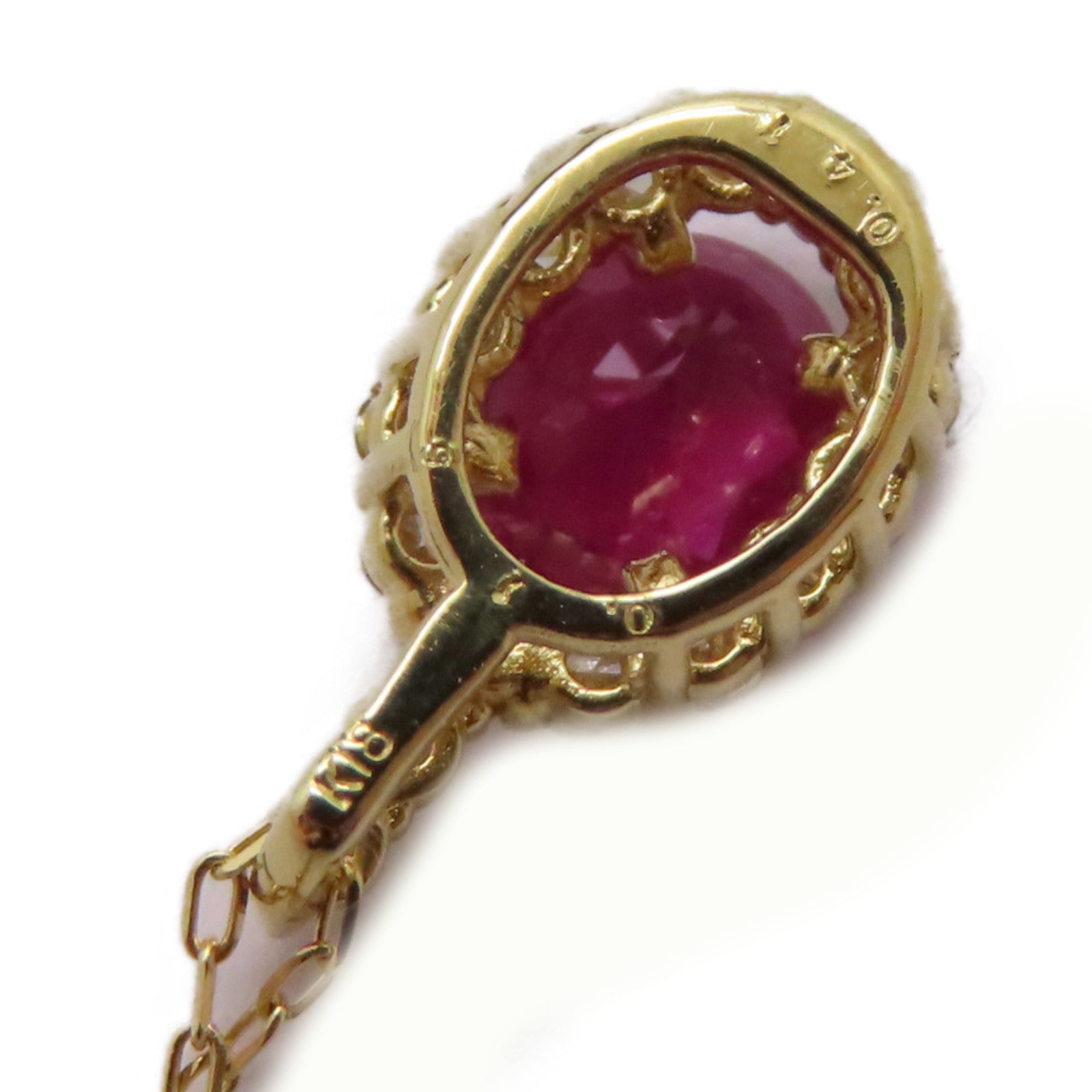 JEWELRY 18K黃金Ruby Diamond Necklace 0.41ct紅寶石/0.15ct鑽石項鍊