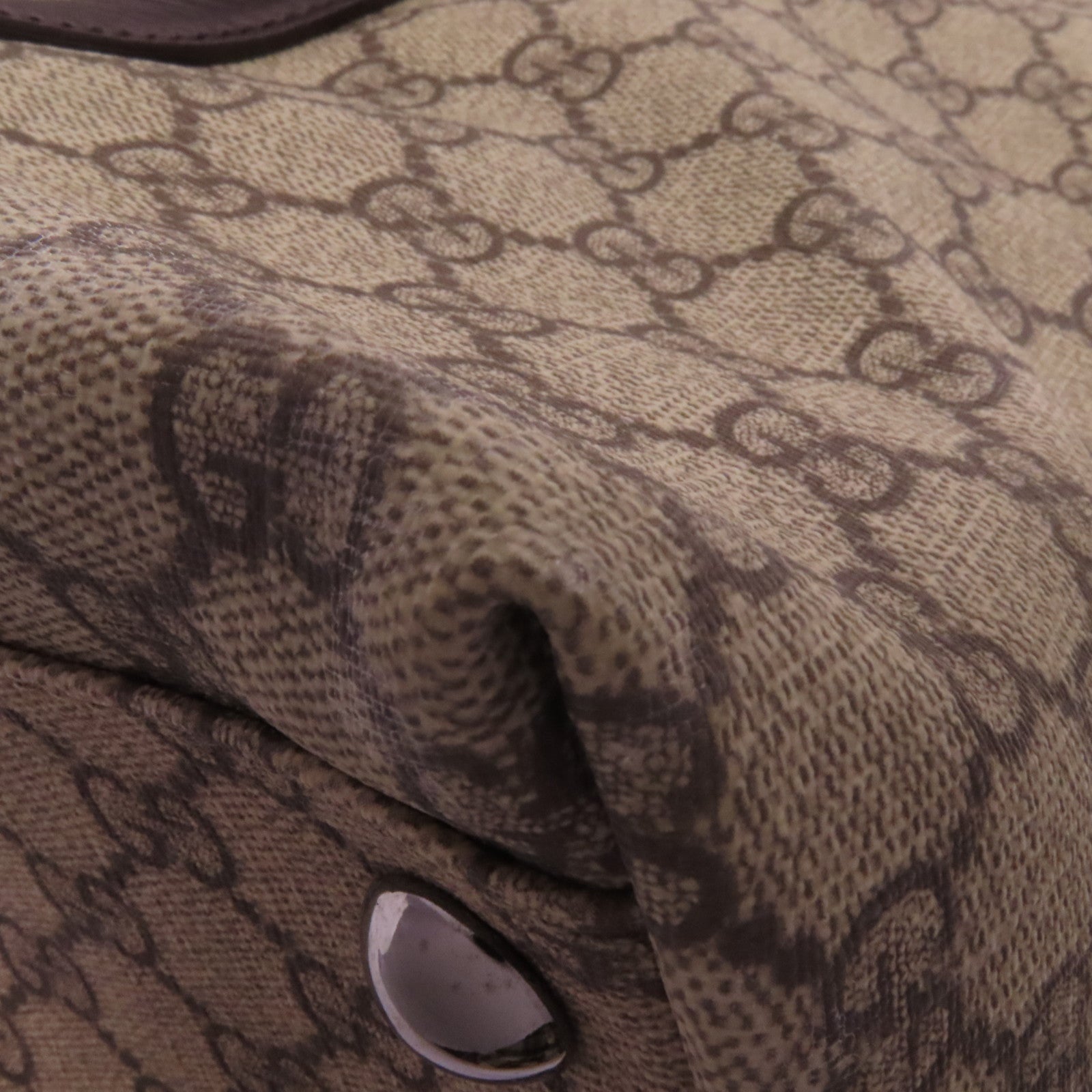 GUCCI 塗層帆布Tote Bag銀扣肩背袋