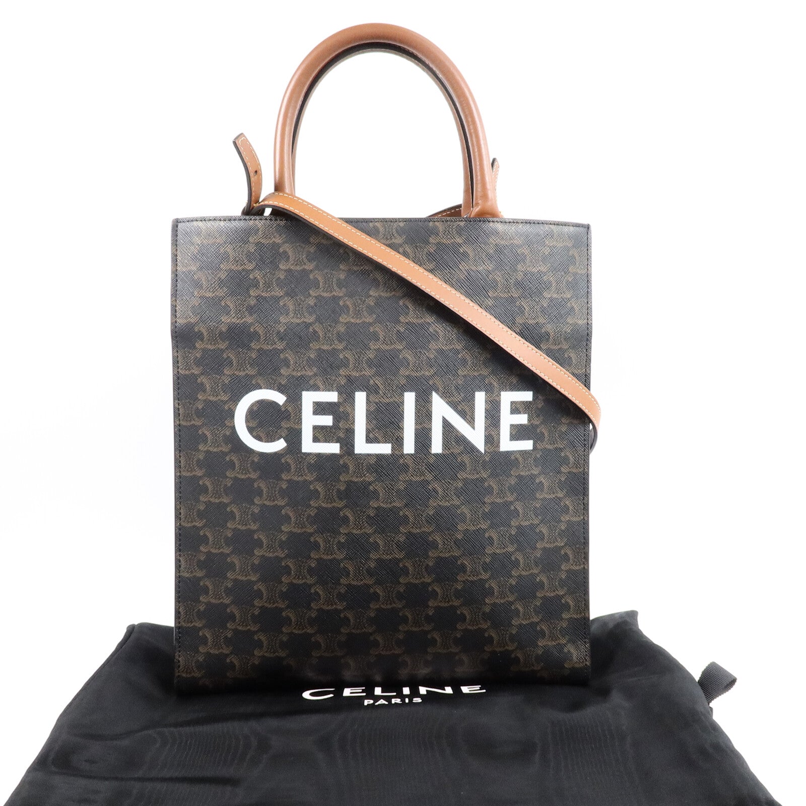 CELINE 塗層帆布Triomphe Cabas Tote Bag手挽肩背兩用袋