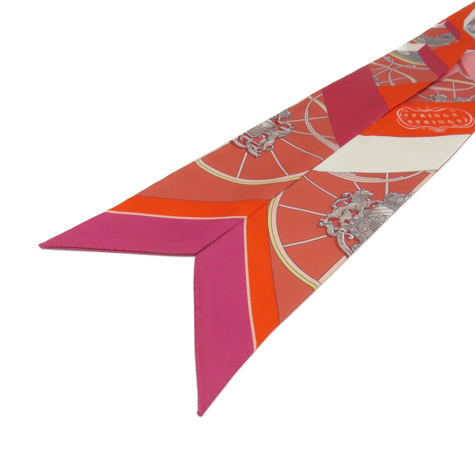 HERMES 【激減優惠】絲質Twilly Scarf絲巾橙色/白色/彩色
