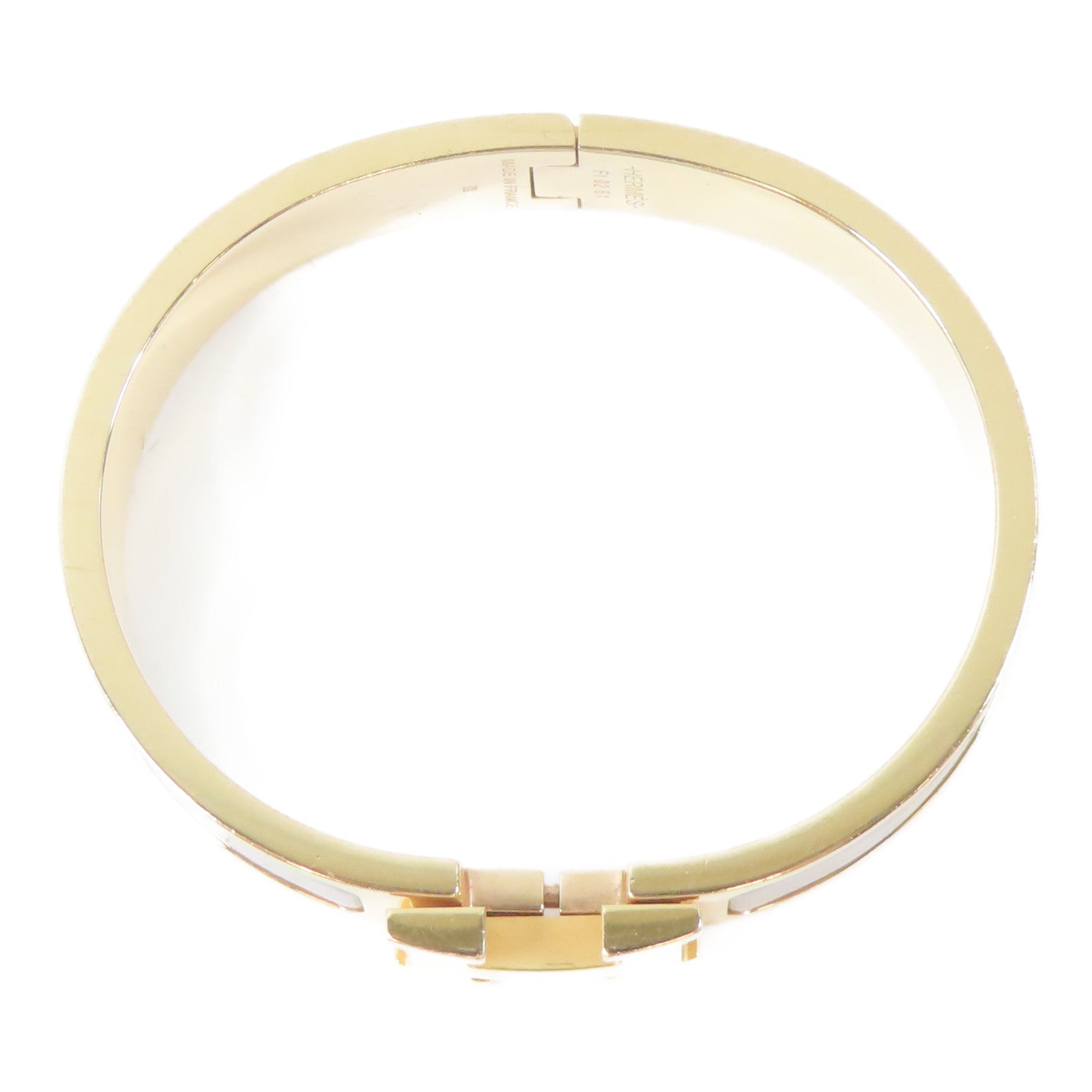 HERMES 金屬Clic H Bracelet手鐲金色/米色