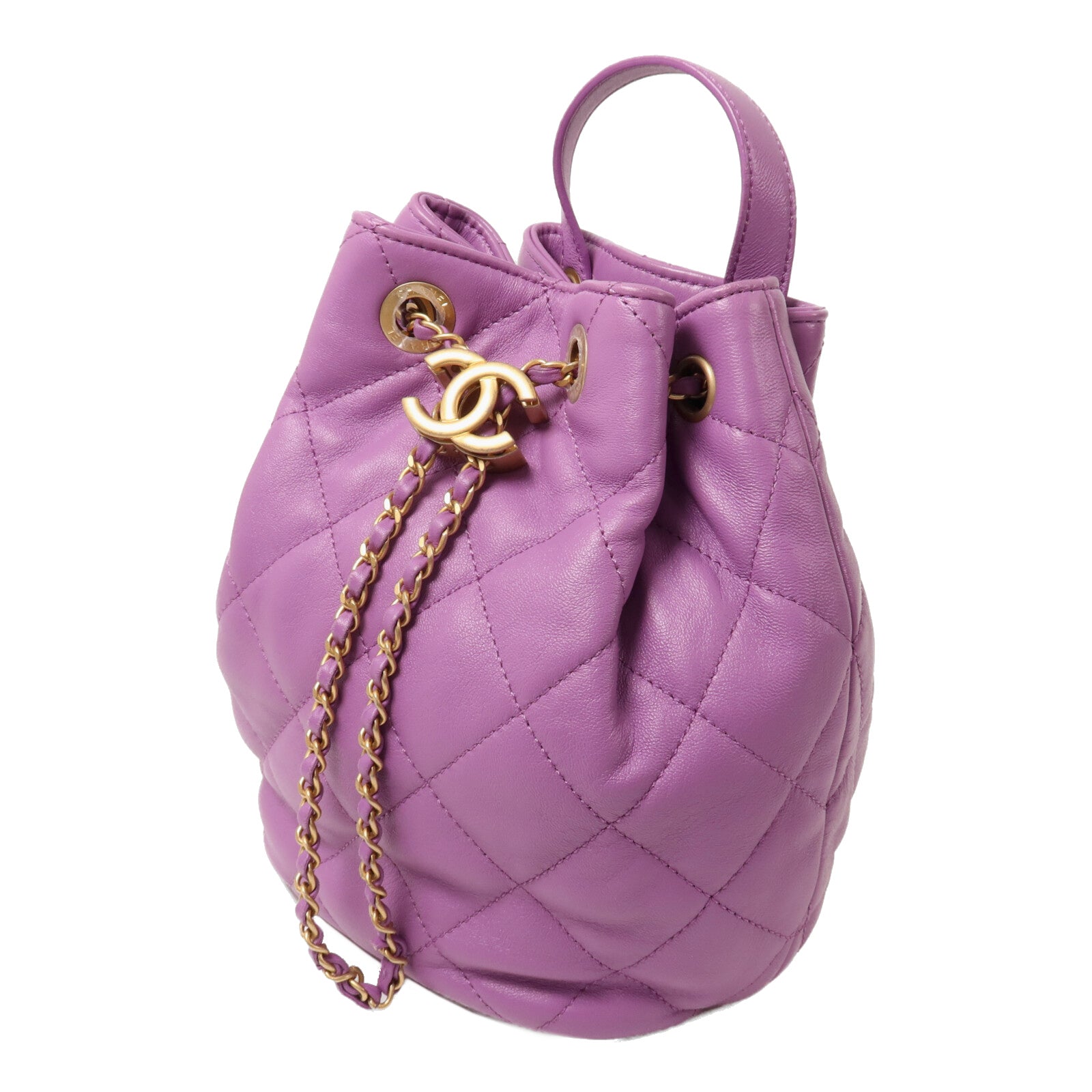 CHANEL 羊皮皮革Bucket Backpack鏈帶背包