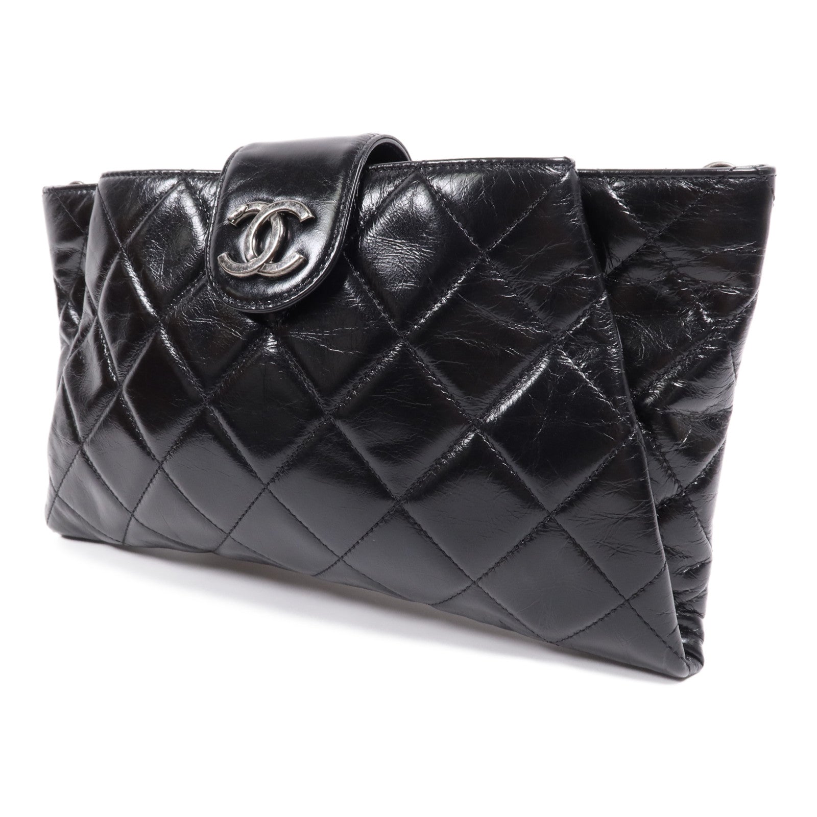 CHANEL 【激減優惠】牛皮皮革Chain Shoulder Bag銀扣鏈帶肩背袋