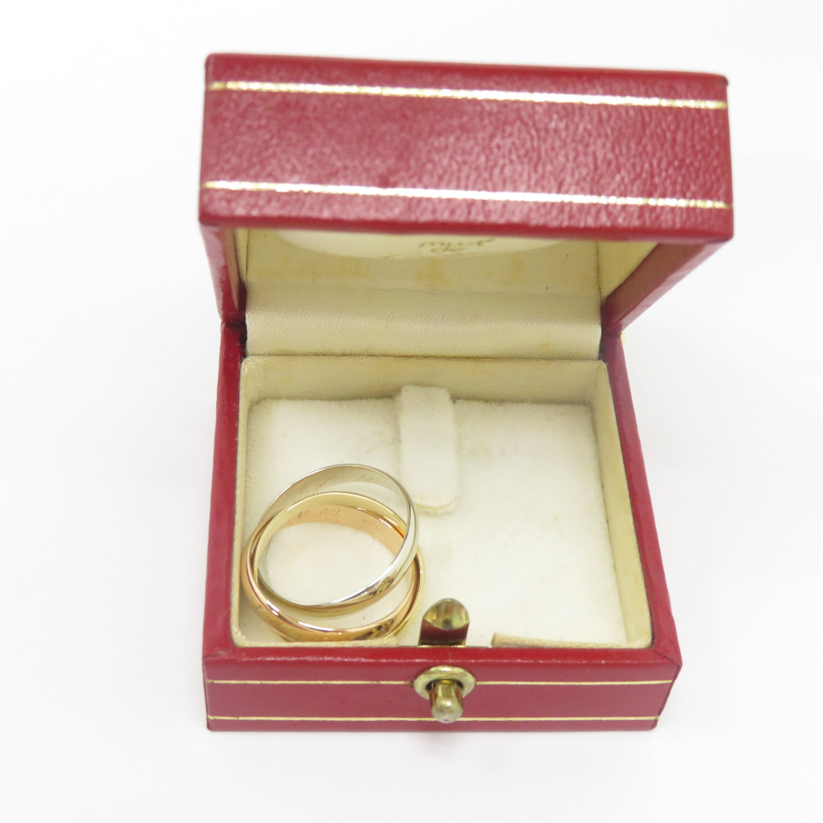 CARTIER 18K黃金/白金/玫瑰金Trinity戒指Cartier#52/US#6