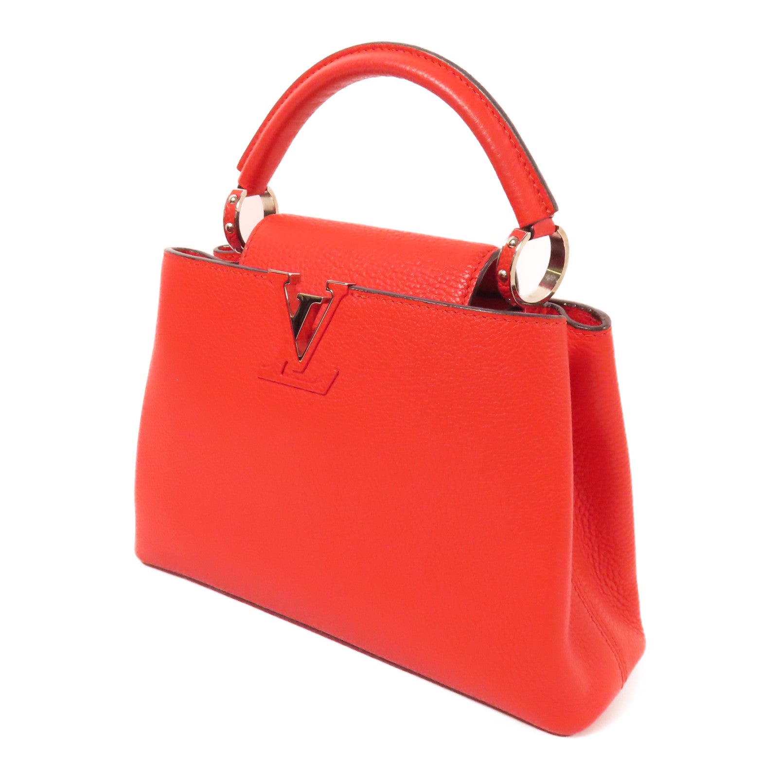 LOUIS VUITTON Taurillon皮革Capucines BB銀扣手挽肩背兩用袋