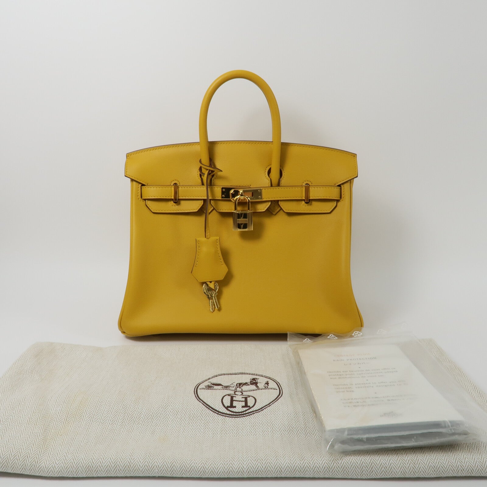HERMES Swift皮革Birkin 25手挽袋Jaune Amber