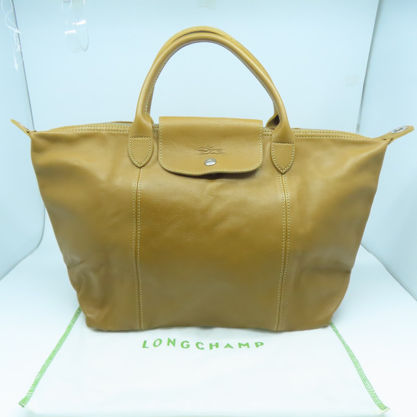 Longchamp 【激減優惠】牛皮皮革2 Way Shoulder Bag銀扣手挽肩背兩用袋啡色