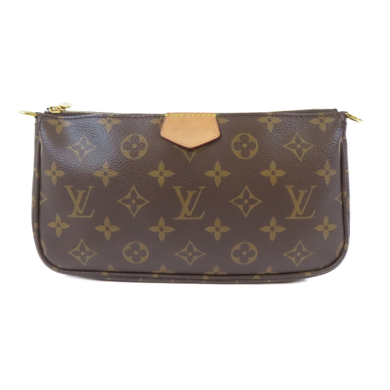 LOUIS VUITTON Monogram Multi Pochette Accessoires金扣手挽肩背兩用袋啡色