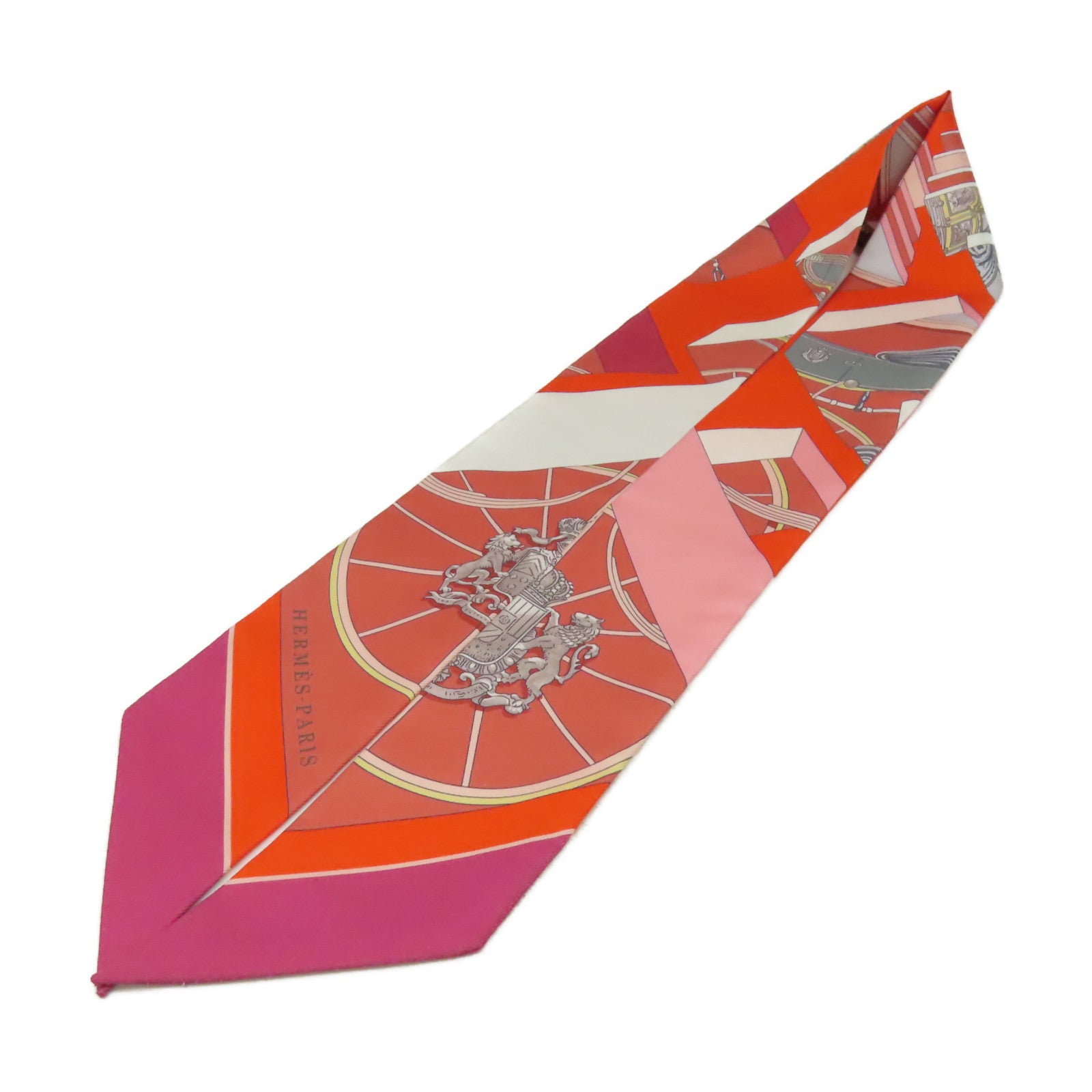 HERMES 【激減優惠】絲質Twilly Scarf絲巾橙色/白色/彩色
