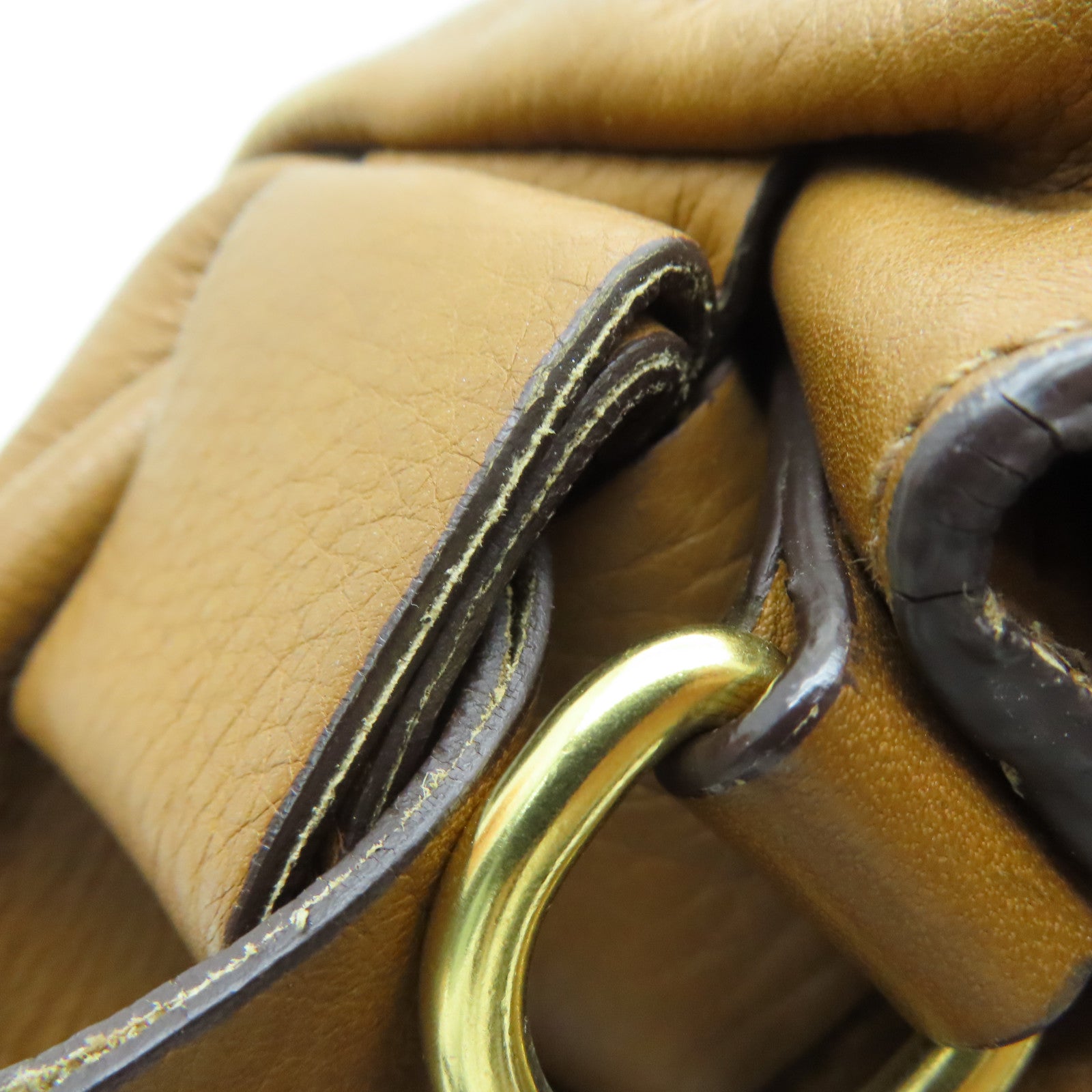 Miu Miu Cowhide Leather 2Way Shoulder Gold Buckle Handle Shoulder Bag Brown