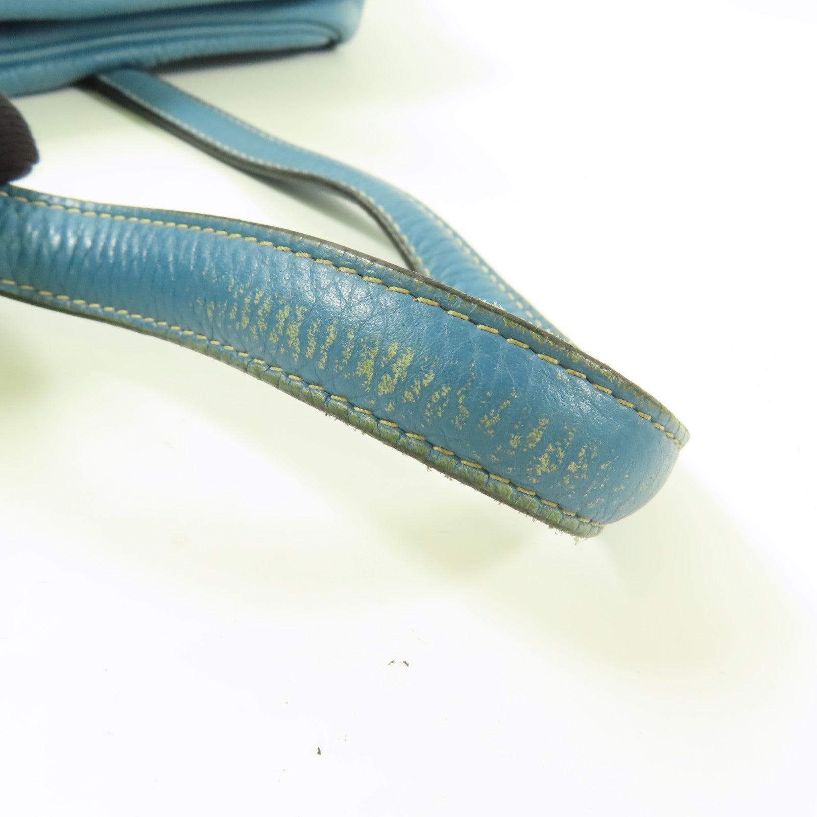 HERMES Clemence皮革Victoria銀扣肩背袋Bleu Jean