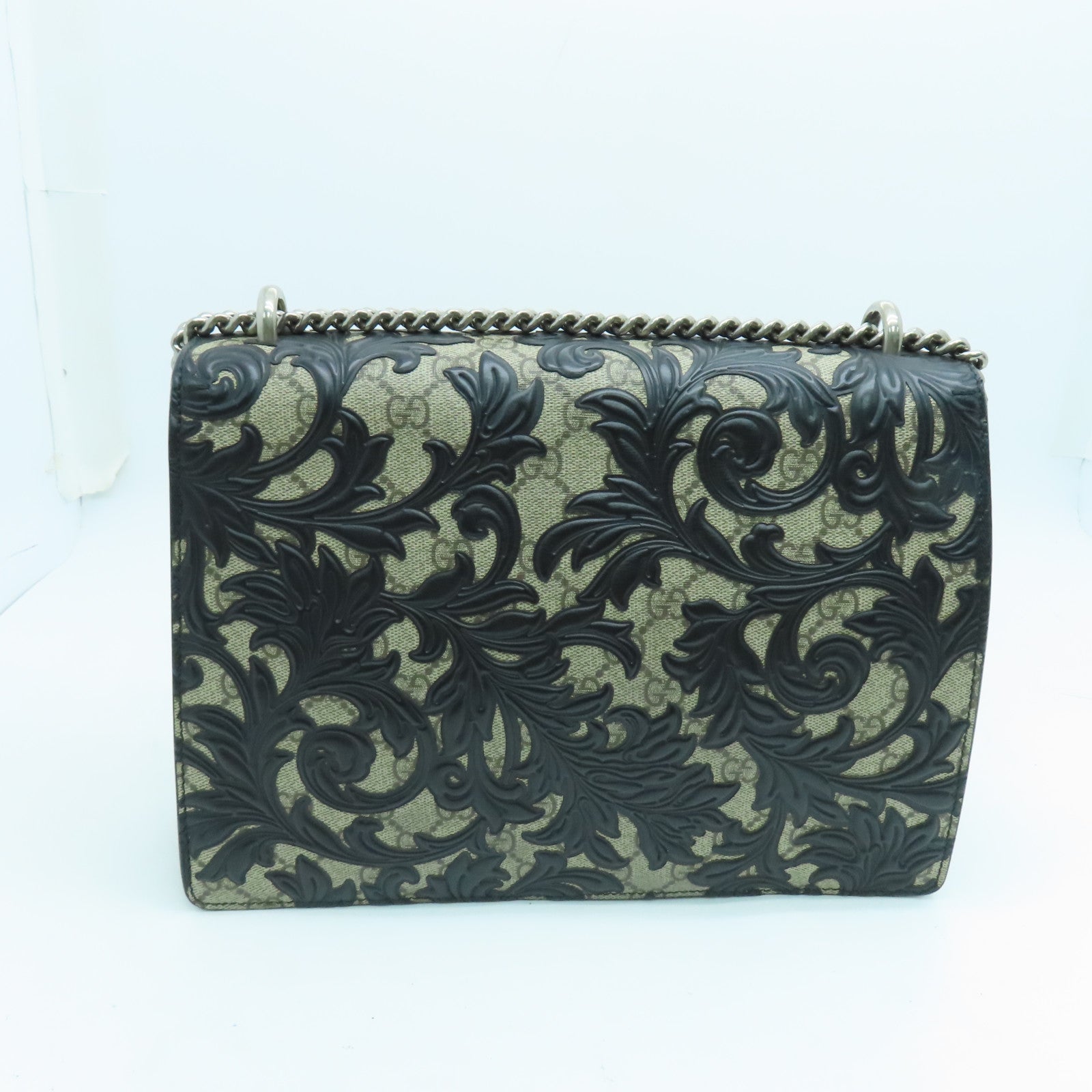 GUCCI 【激減優惠】塗層皮革Dionysus銀扣肩背袋黑色/啡色